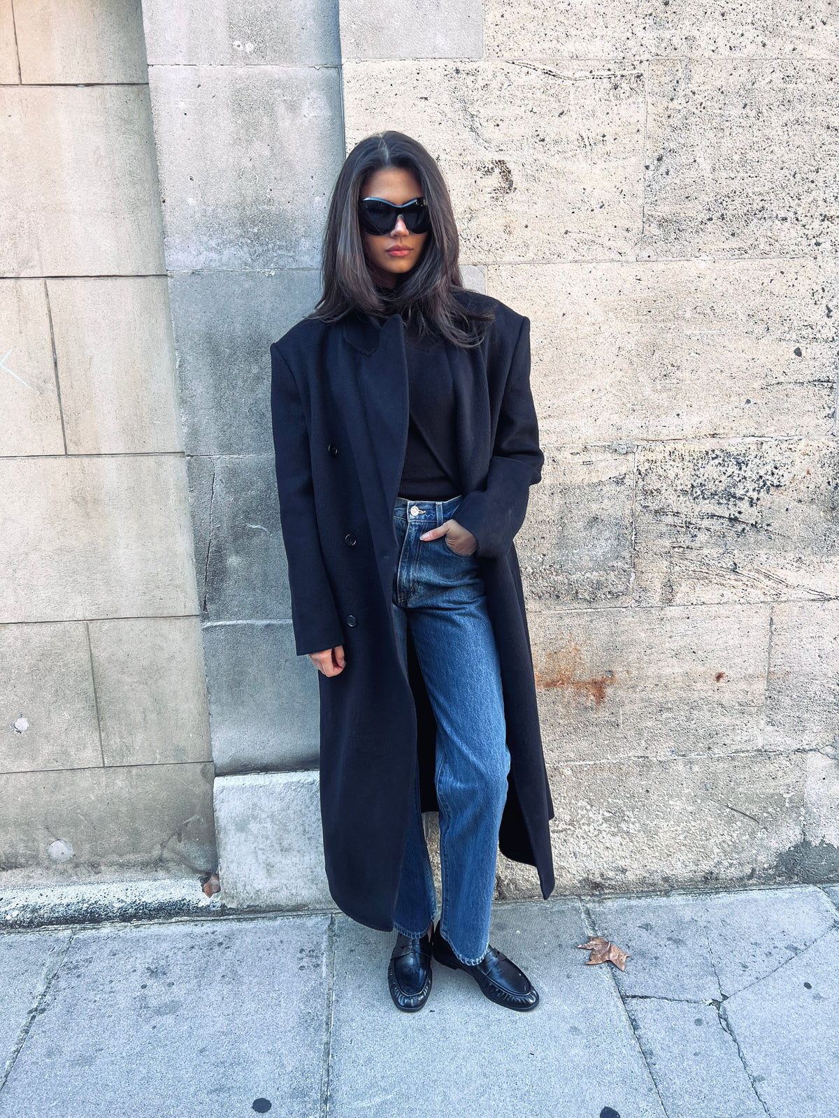Claye Doublé Boyfriend Coat Onyx
