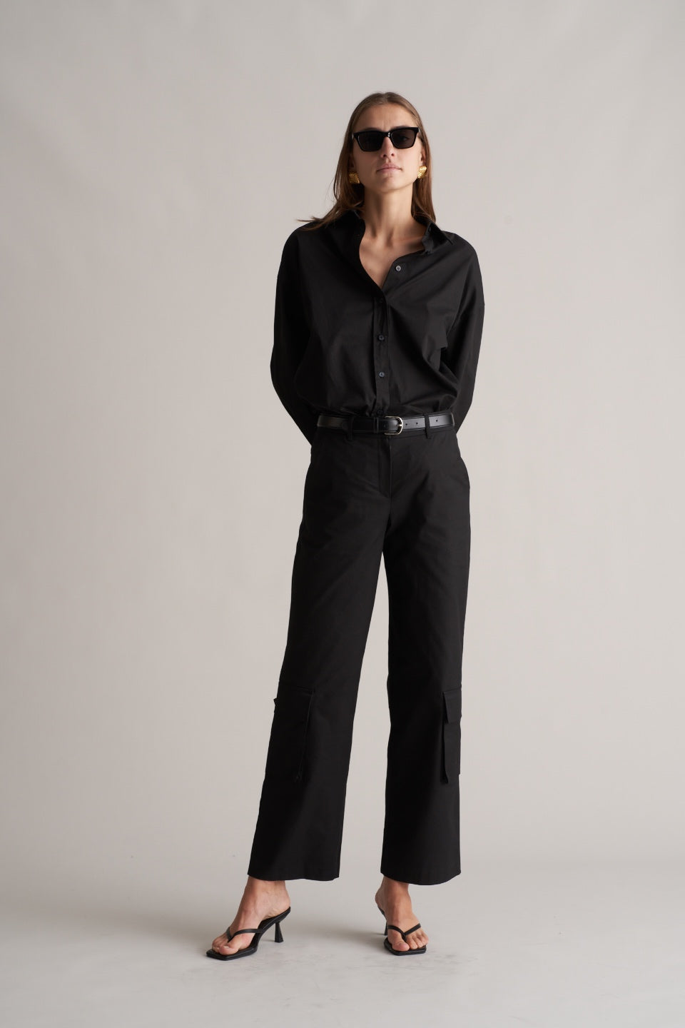 Portia Cotton Cargo Trousers Black