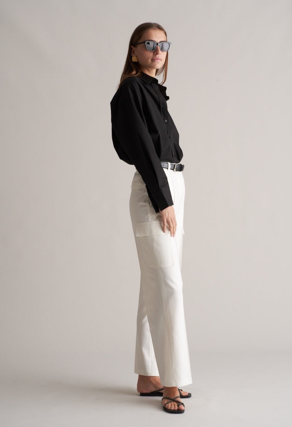 Fina Cargo Trousers Optic White