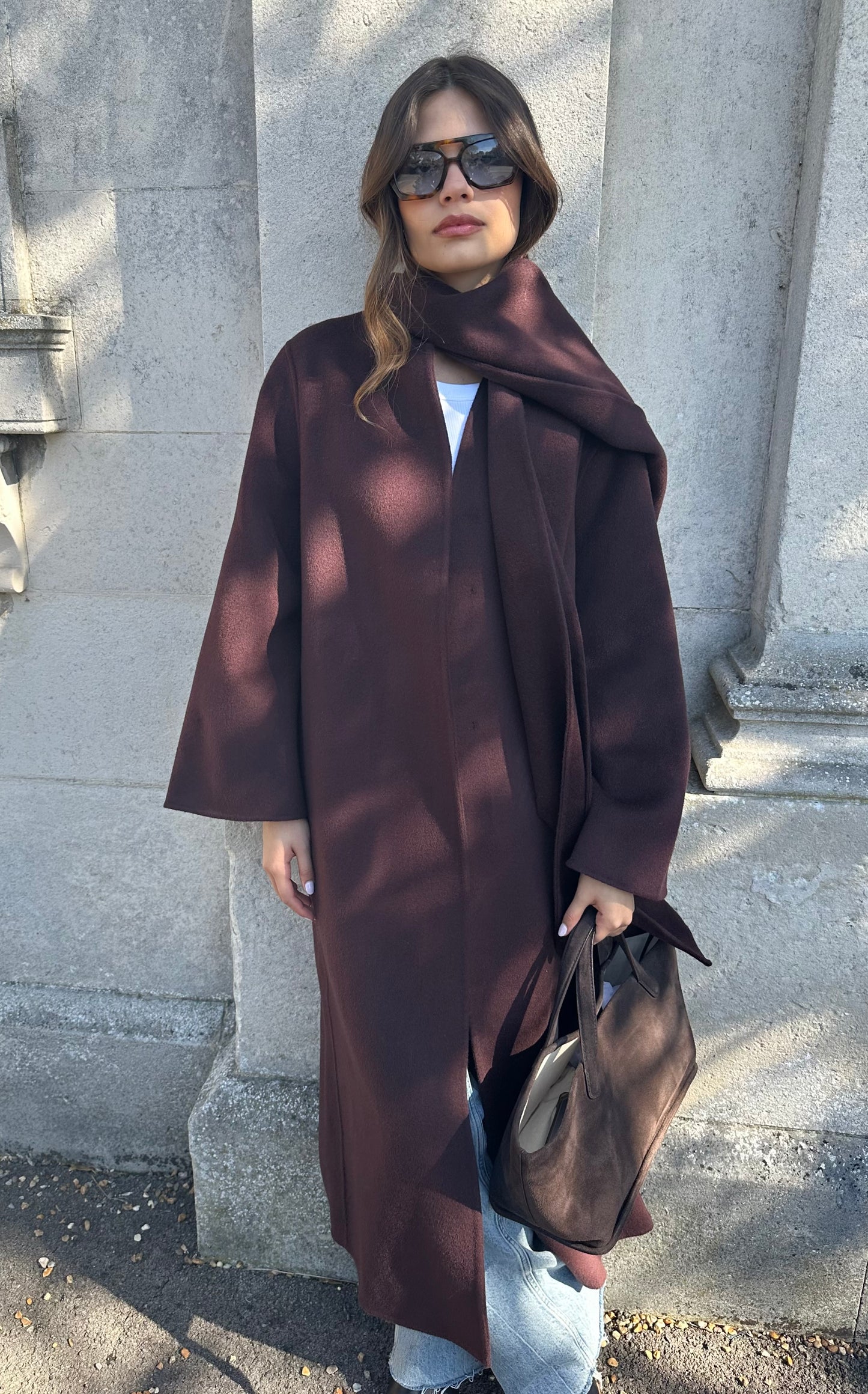 Tala Wool Coat with Scarf Oxblood