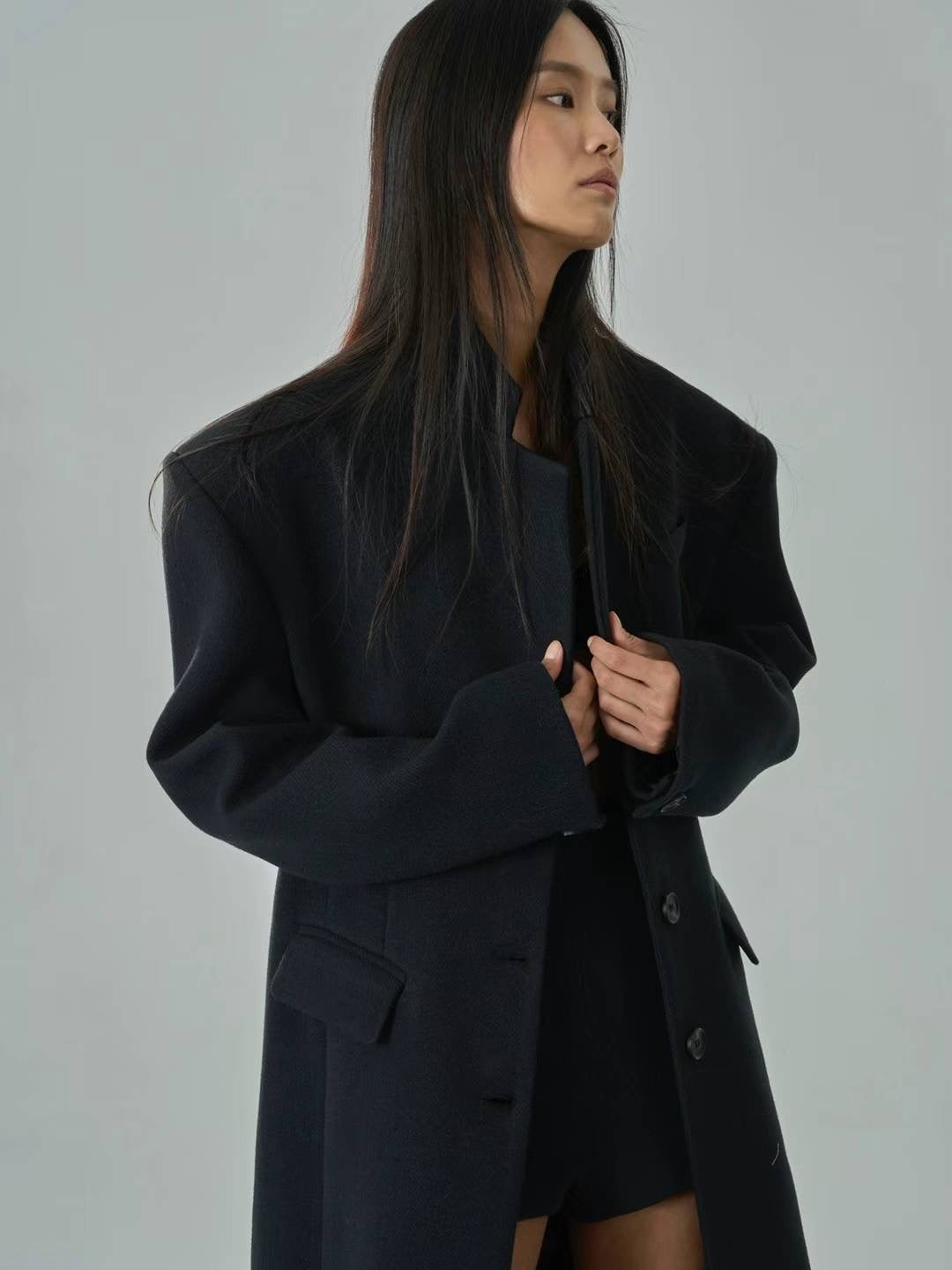 Robyn Wool Blend Overcoat Black