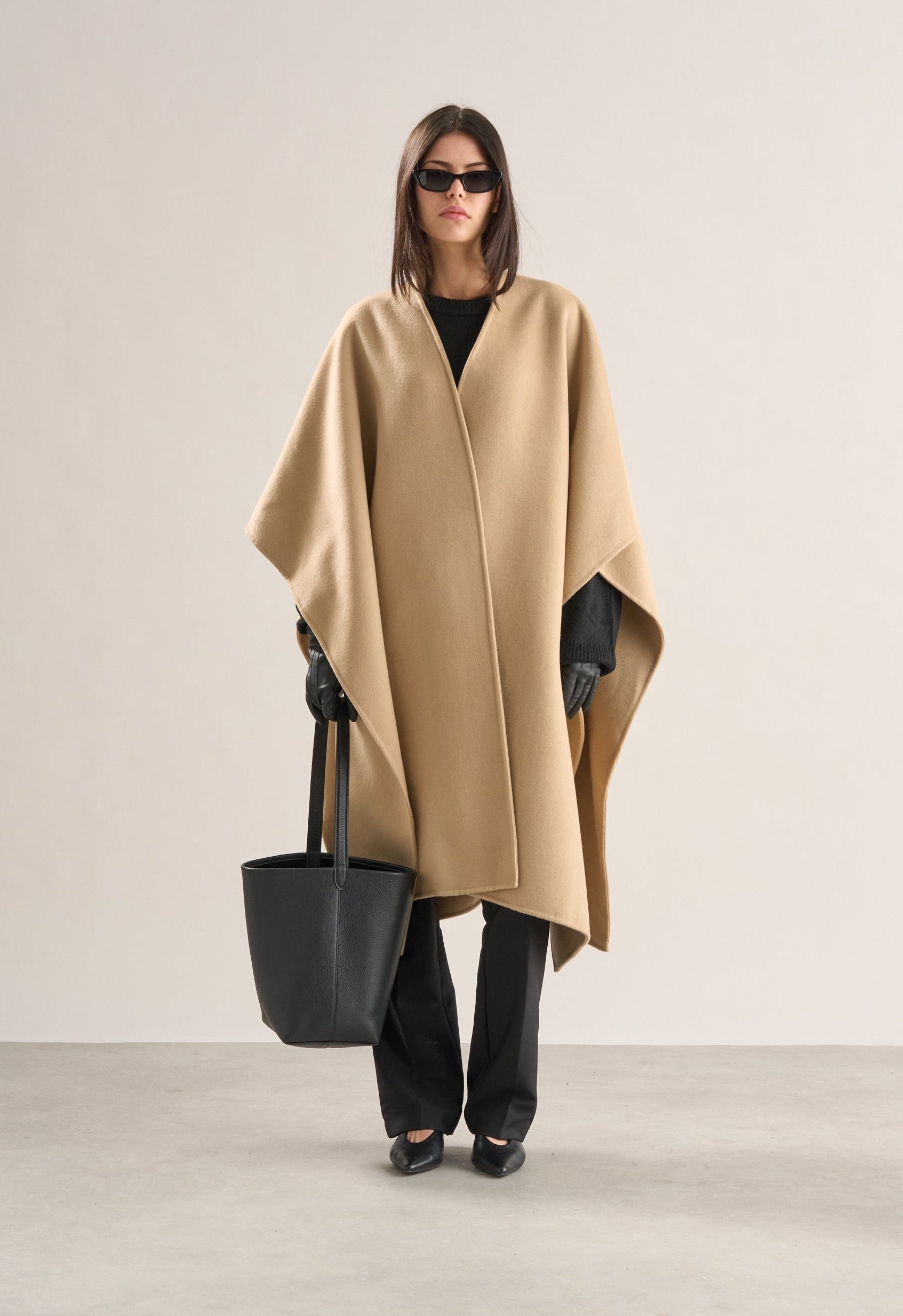 Nova Doublé Cashmere Blend Cape Camel (Long)