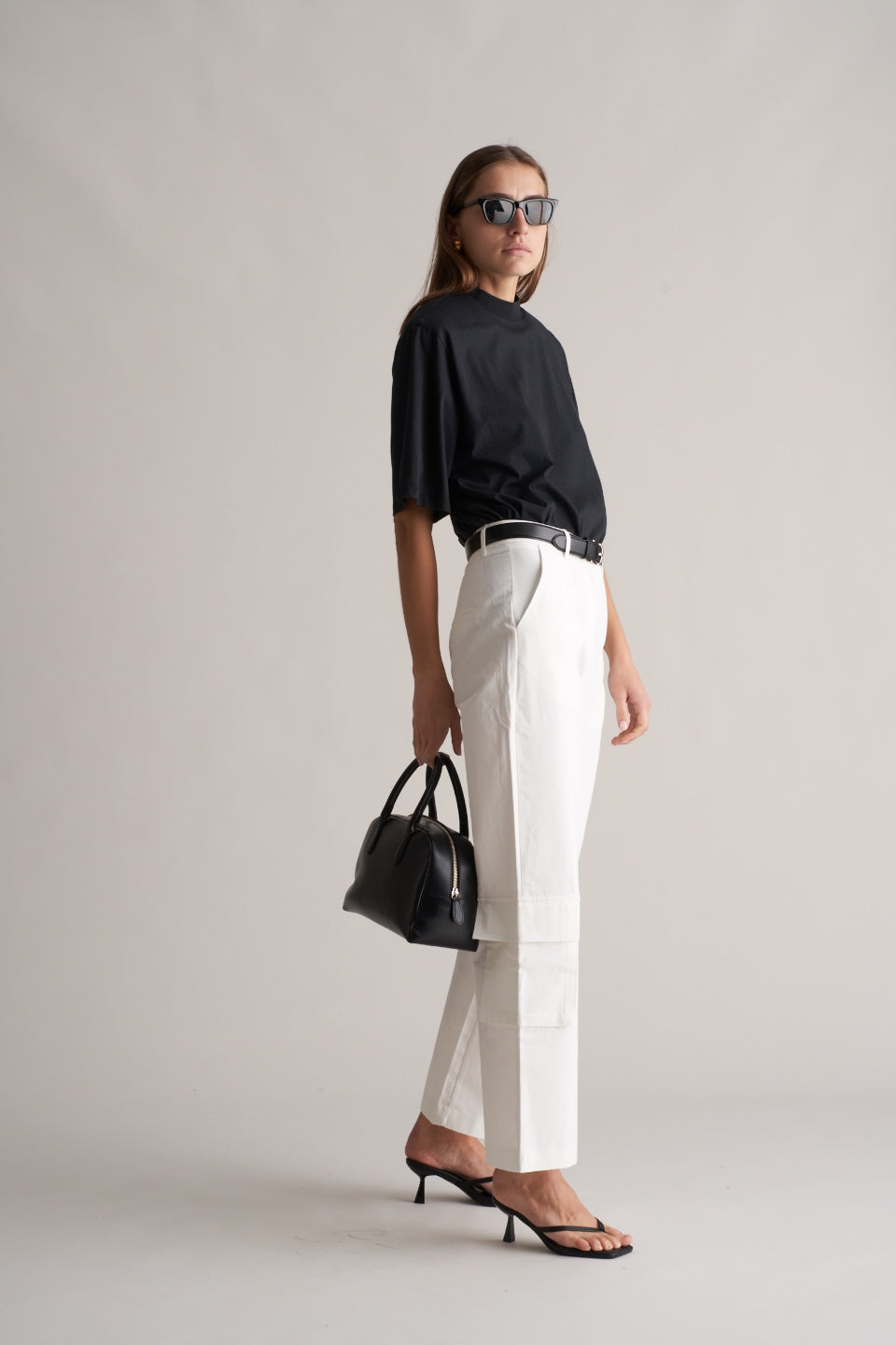 Portia Cotton Cargo Trousers Optic White