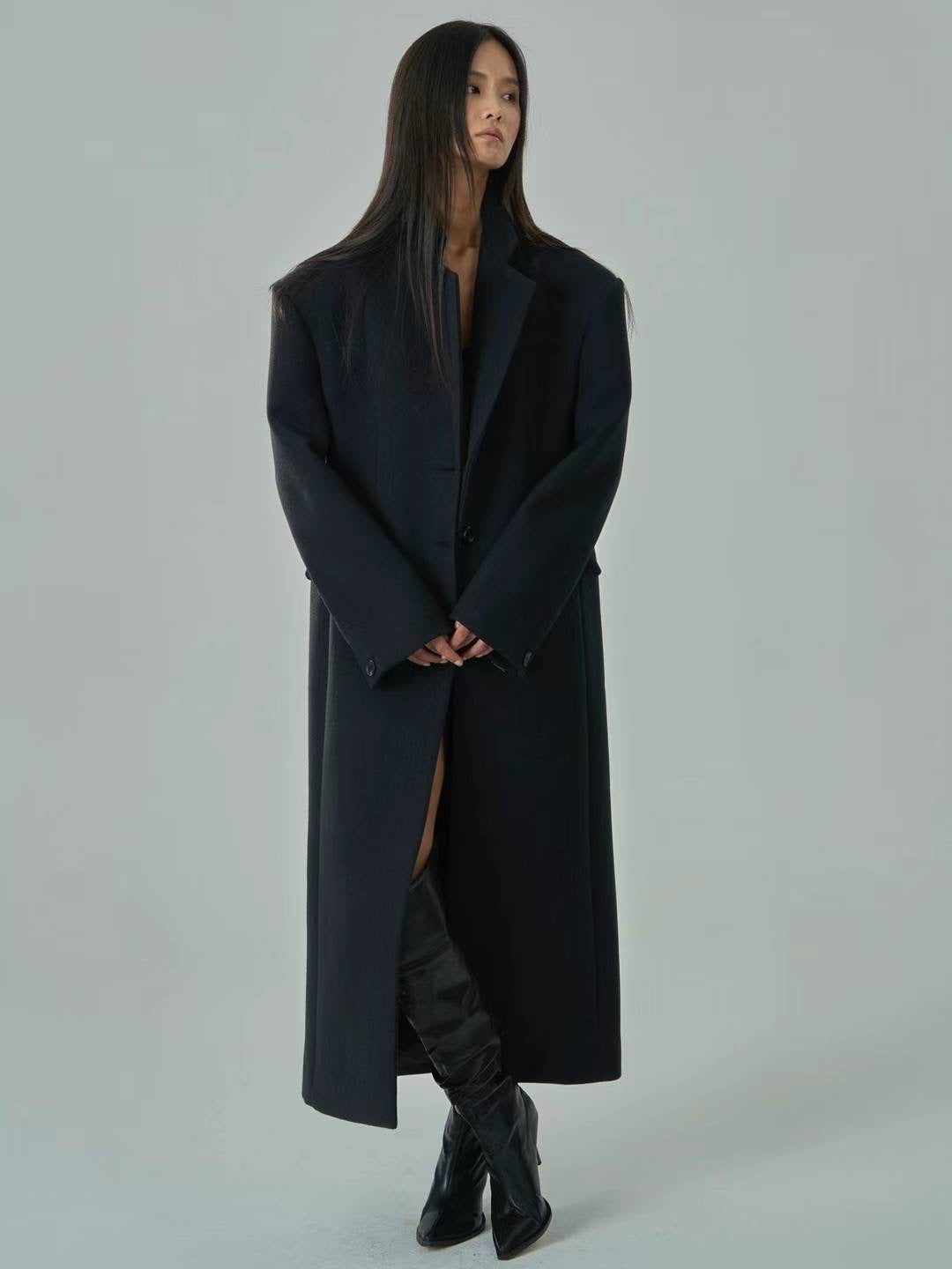 Robyn Wool Blend Overcoat Black