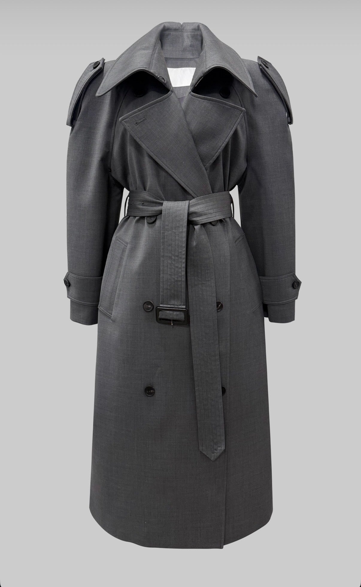 Moka Double Wool Trench Coat Charcoal