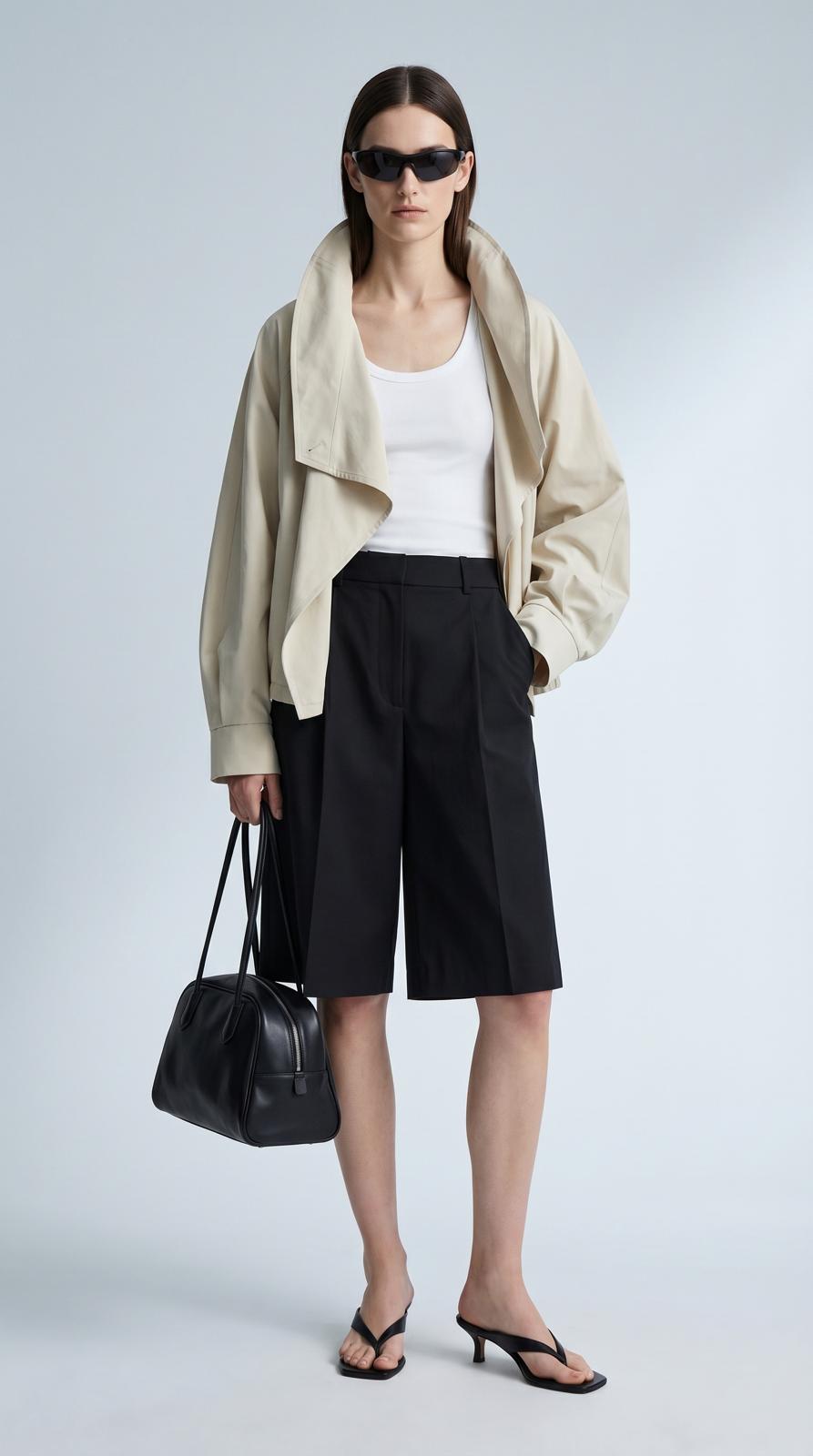 Vince Cotton Blend Bermuda Shorts Onyx