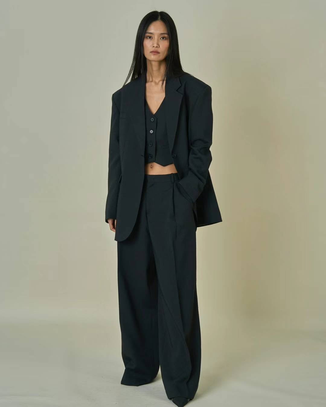 Valentina Pintuck Trousers Black