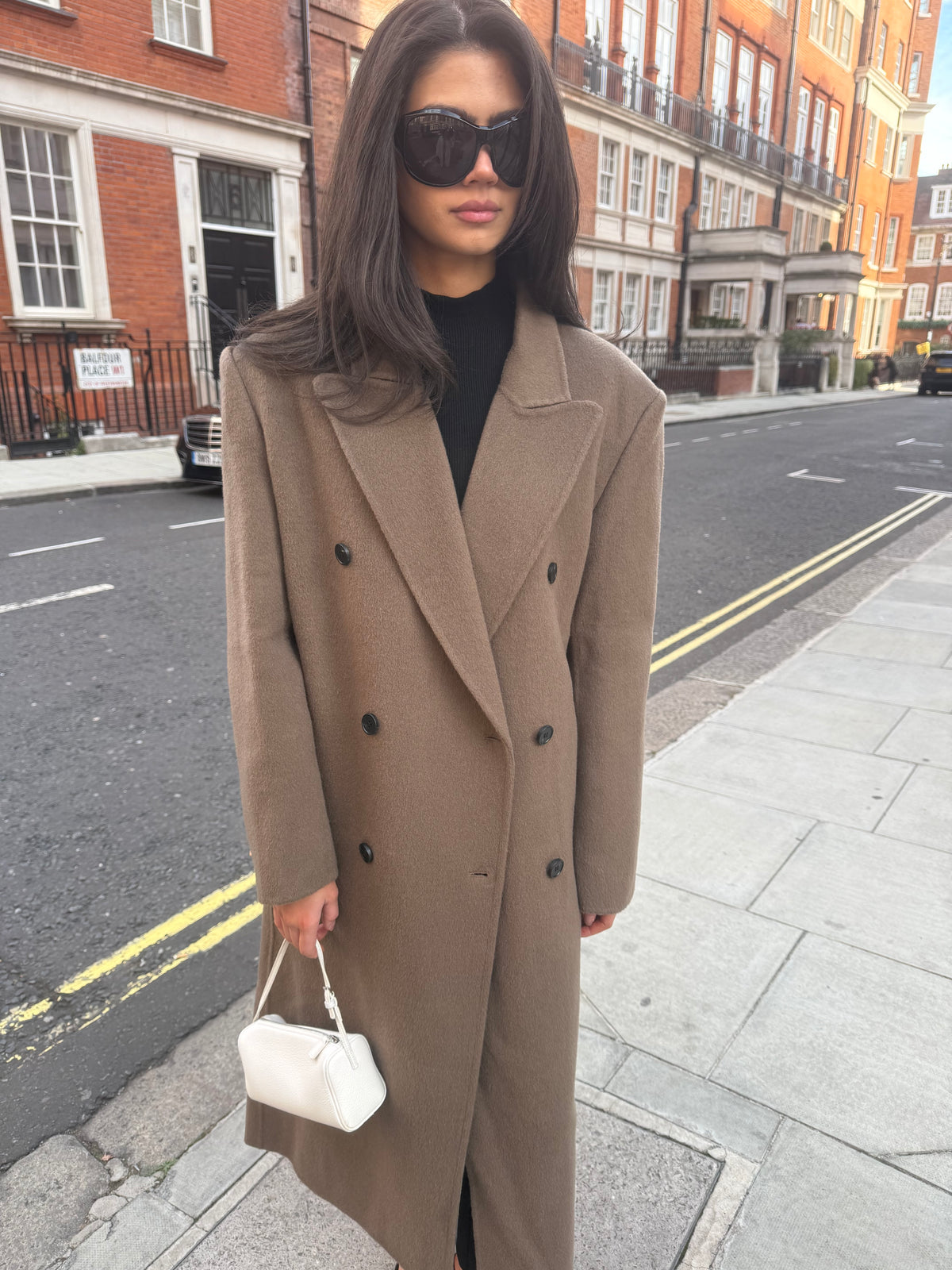 Claye Doublé Boyfriend Coat Tan Brown