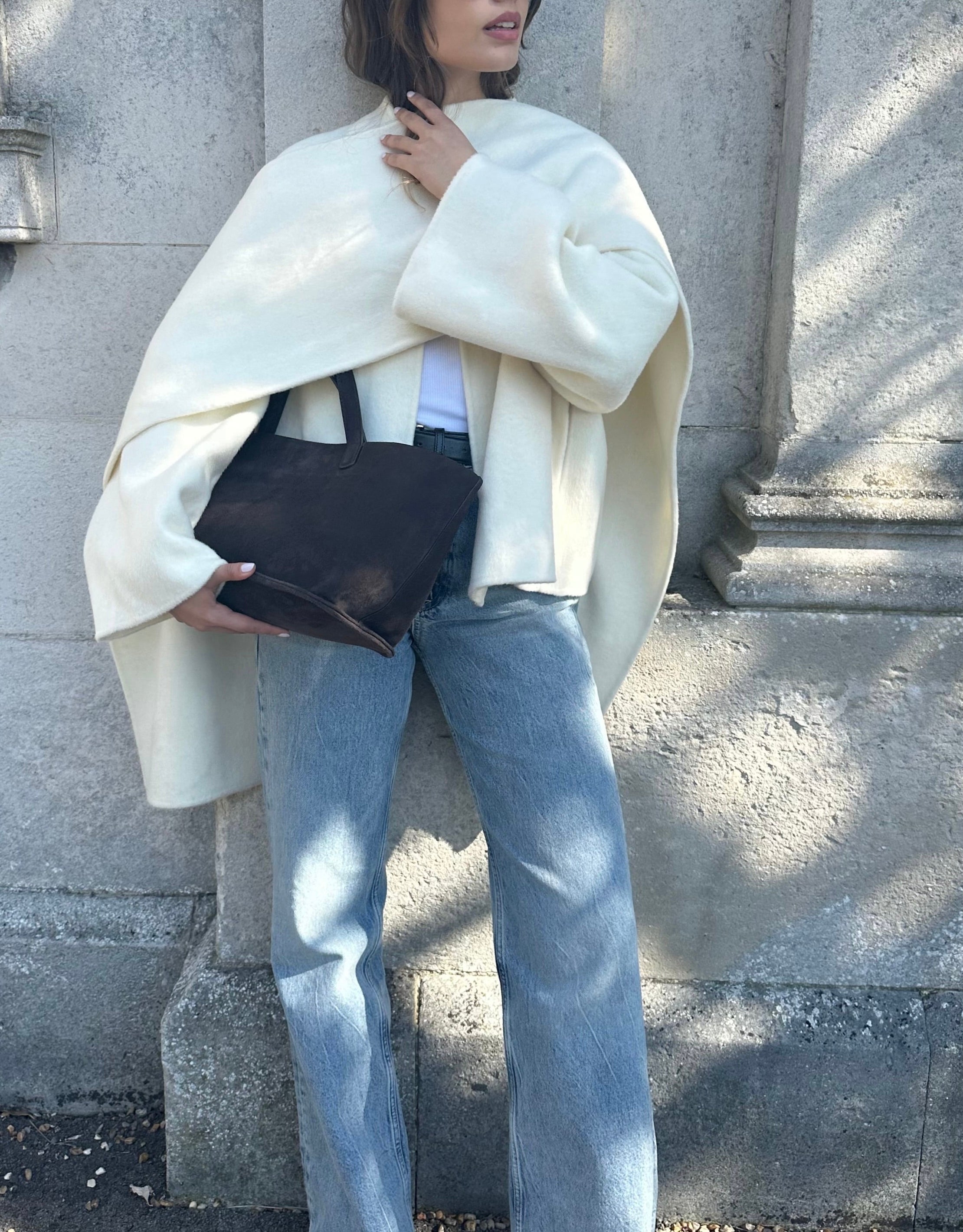 Tala Silk Alpaca Jacket with Scarf Ivory