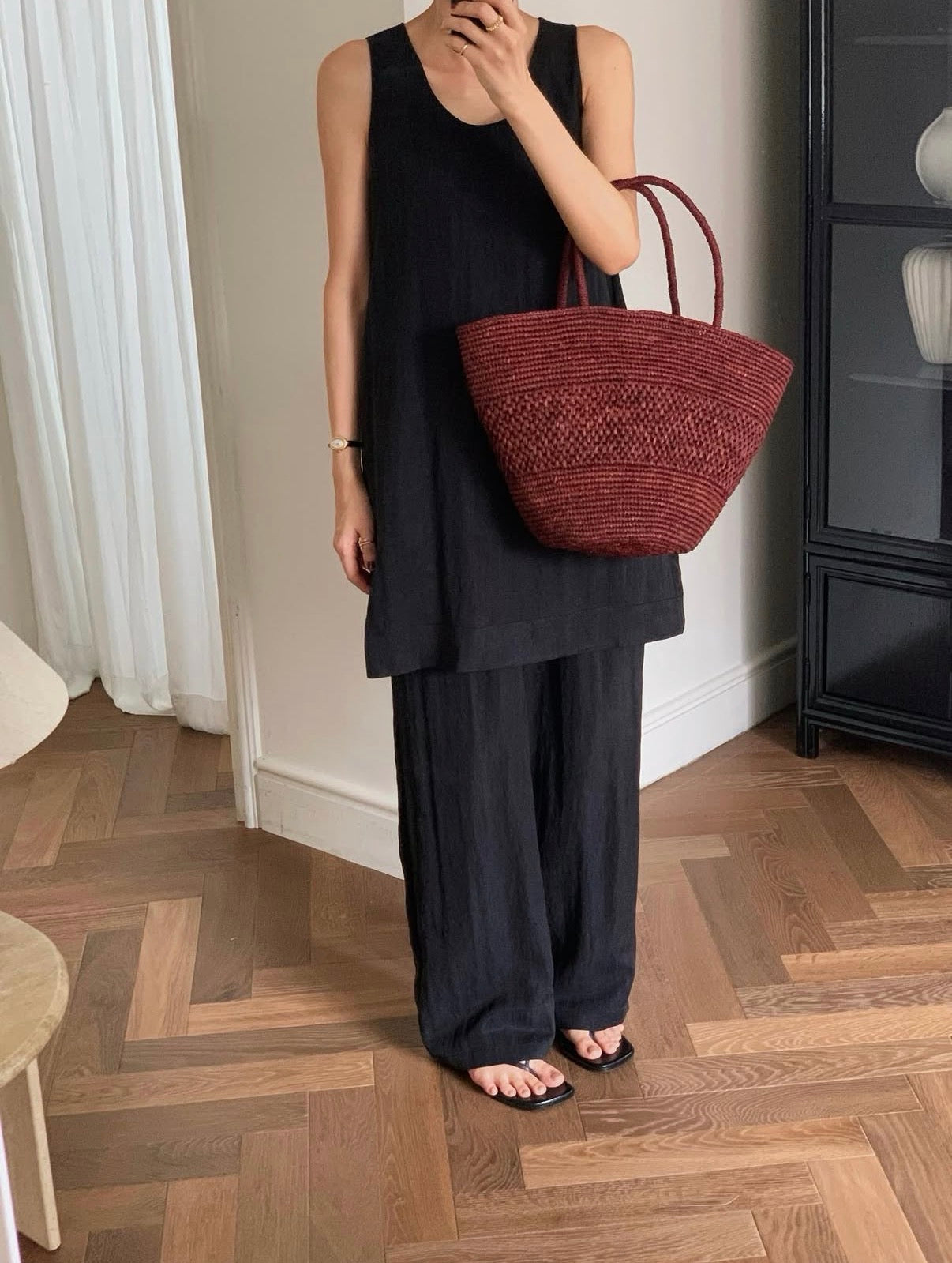 Varan Straight Leg Crinkle Pants Onyx