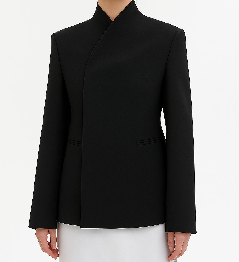 Tori Stand Lapel Blazer Onyx