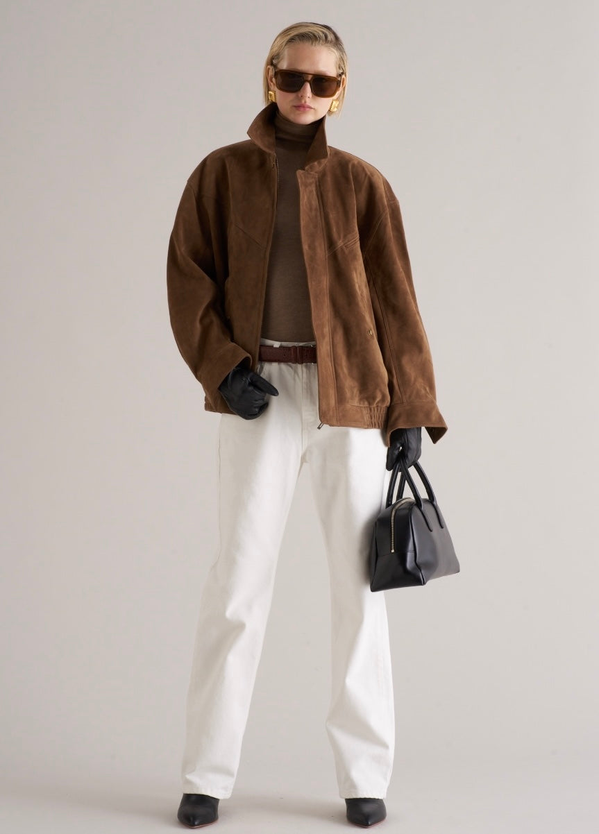 Loye Suede Bomber Jacket Honey