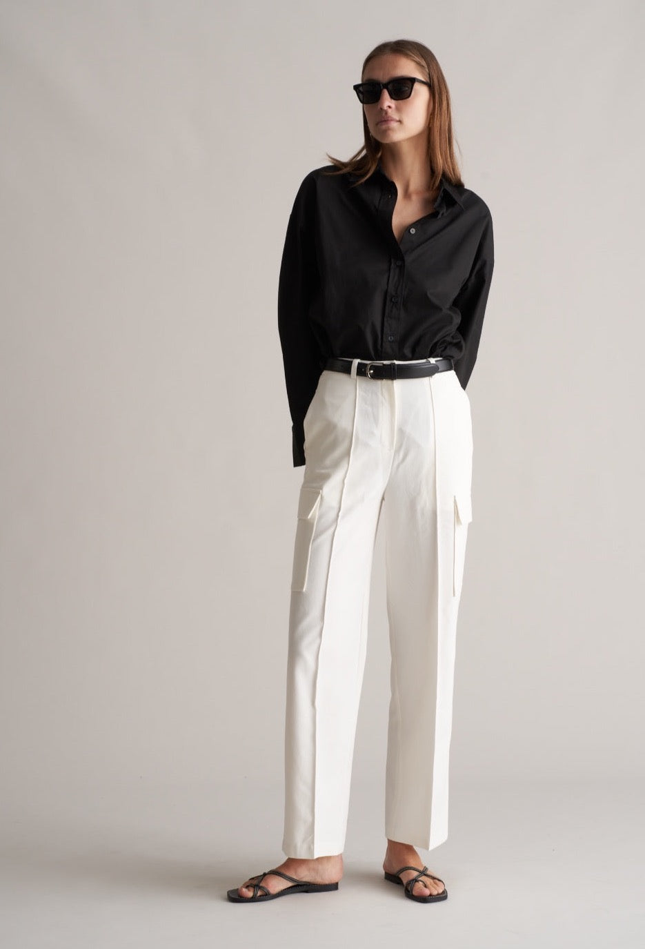 Fina Cargo Trousers Optic White