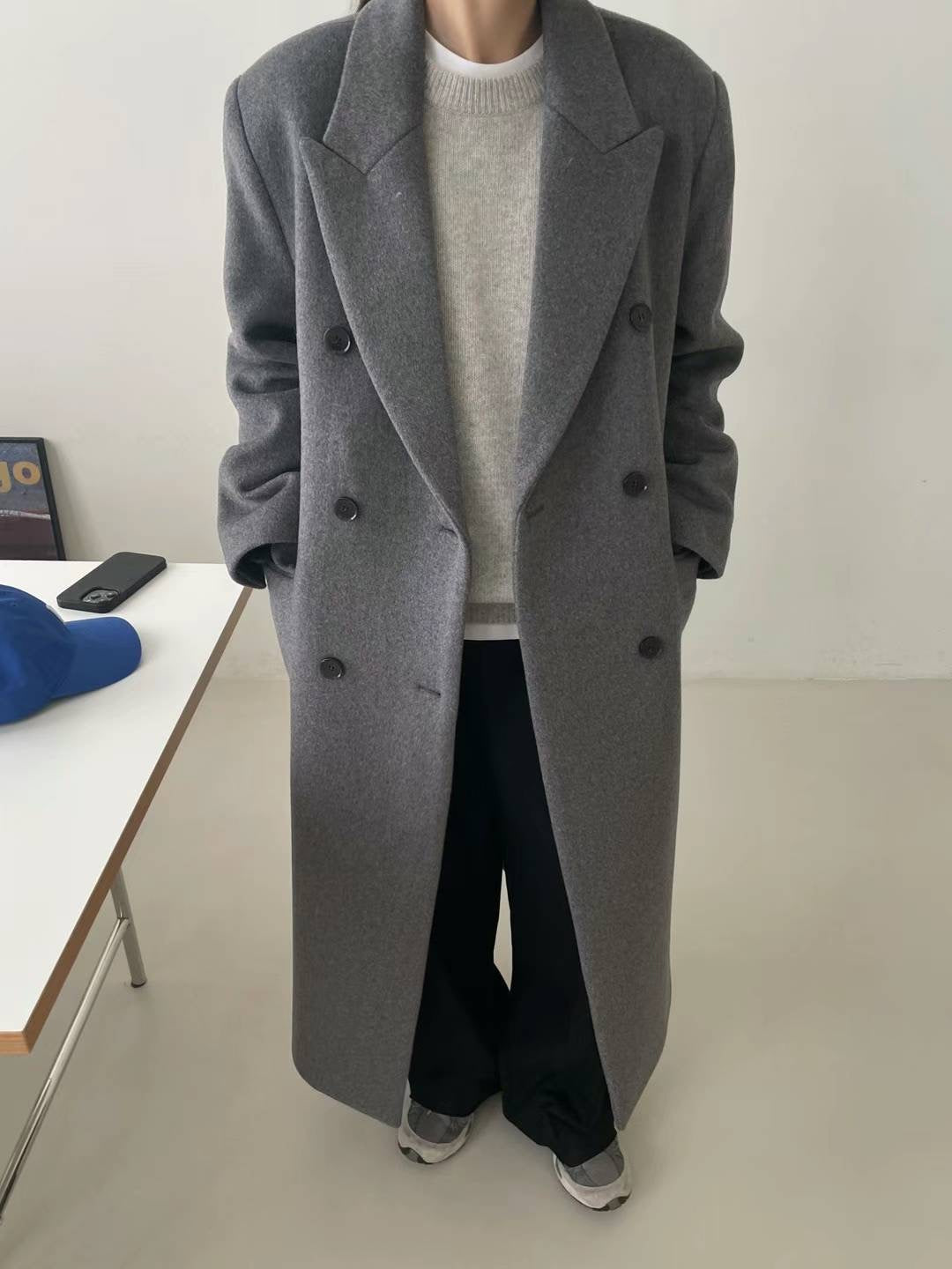 Banie Wool Boyfriend Coat Graphite