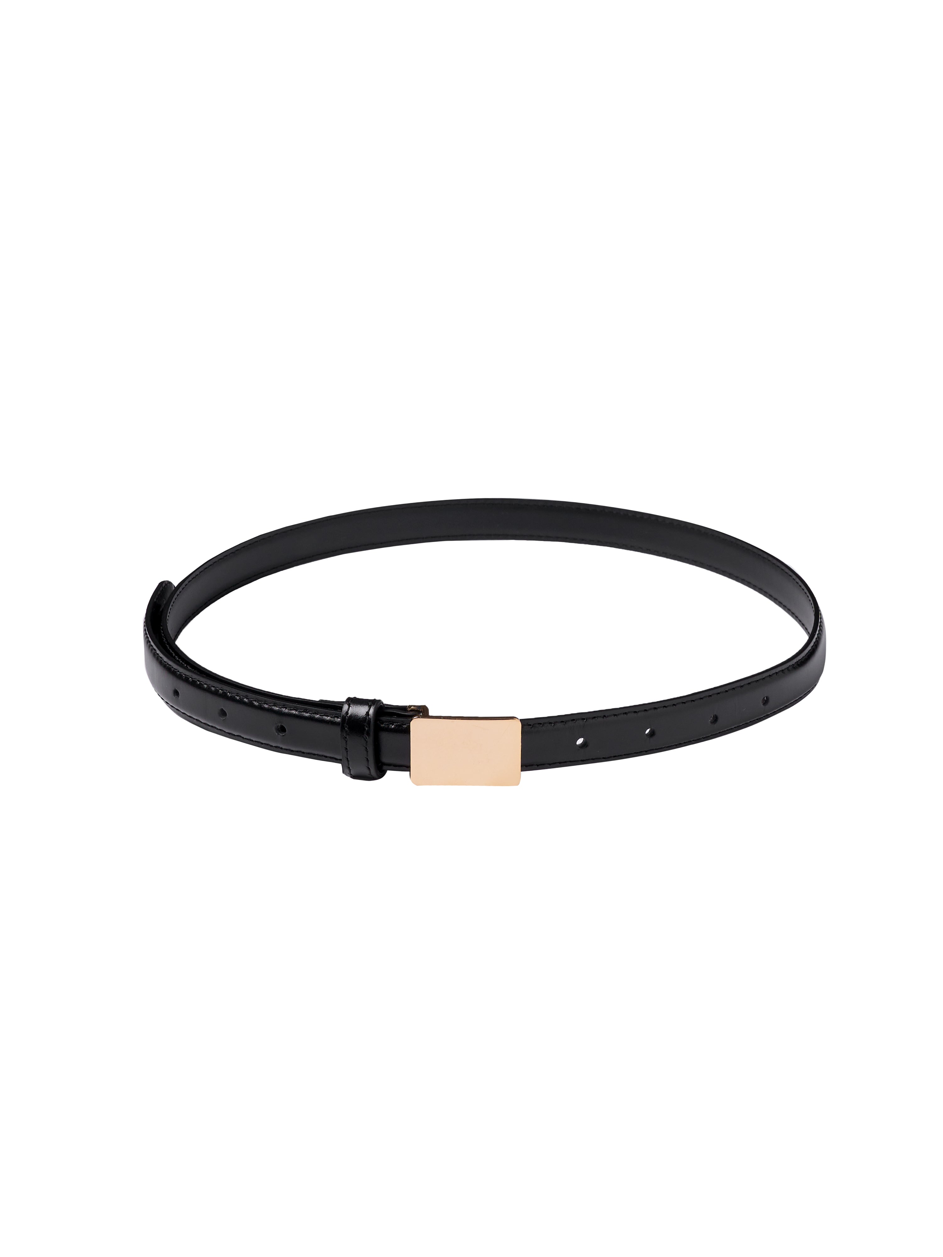 Magda Leather Plate Belt Black/Gold