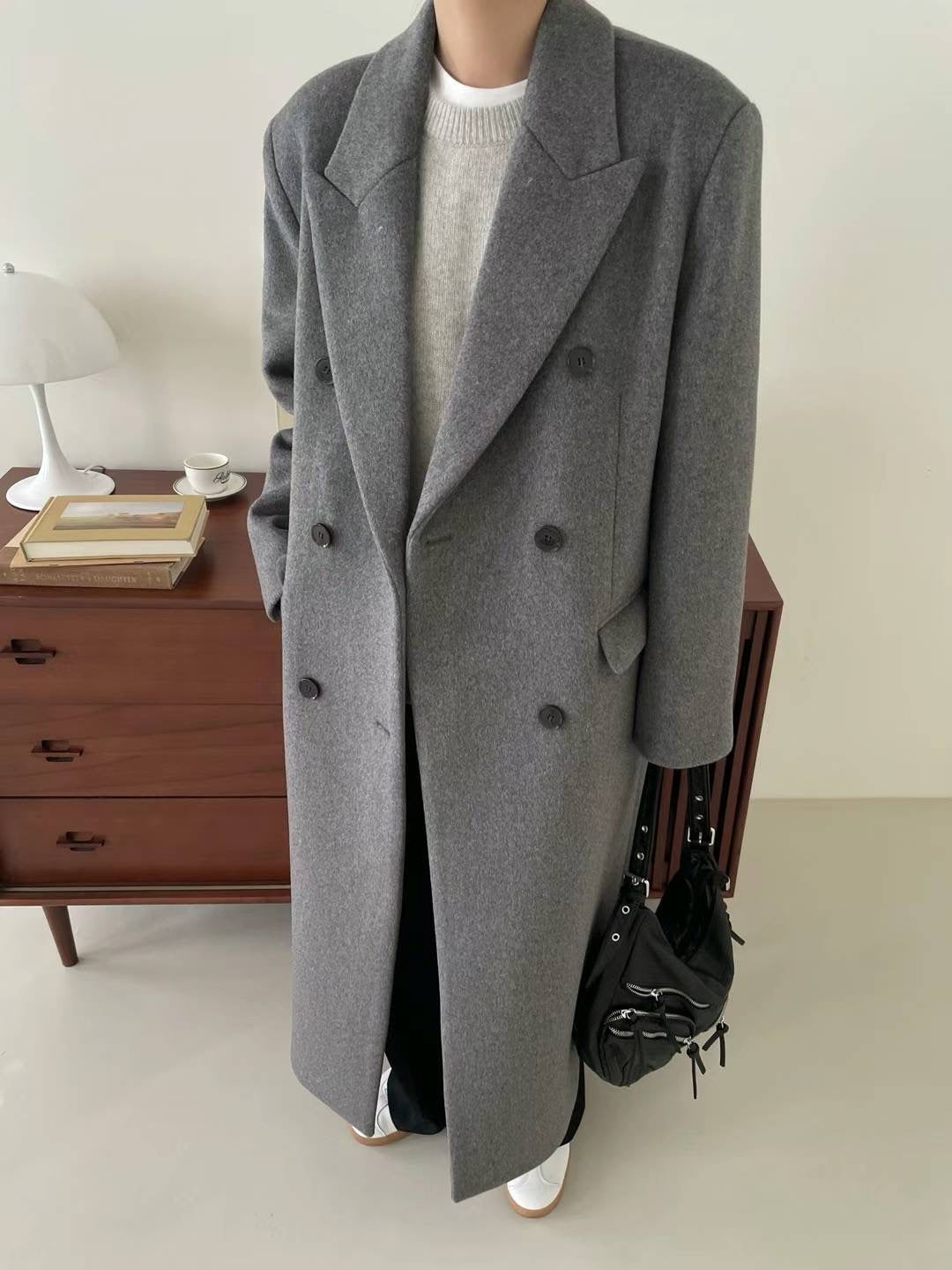 Banie Wool Boyfriend Coat Graphite
