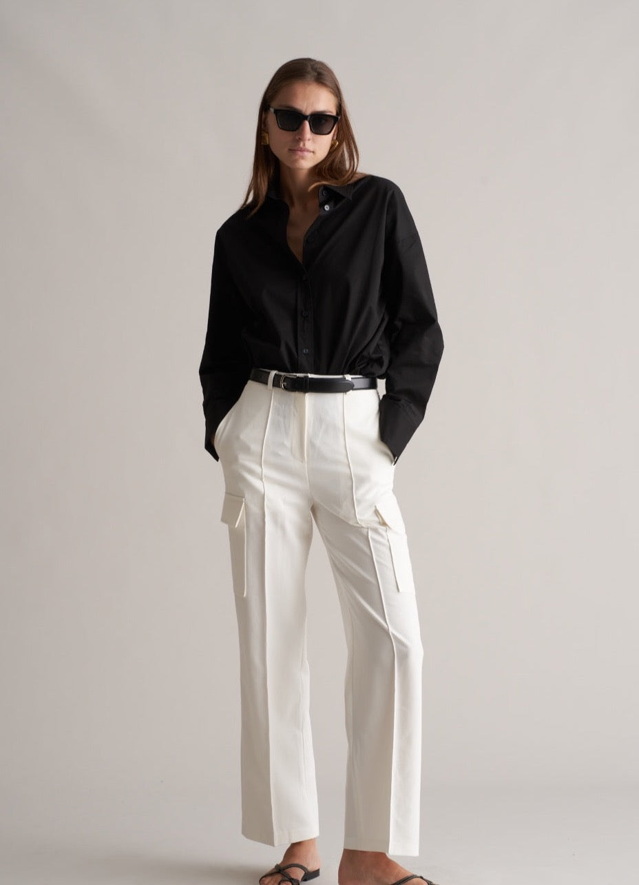 Fina Cargo Trousers Optic White
