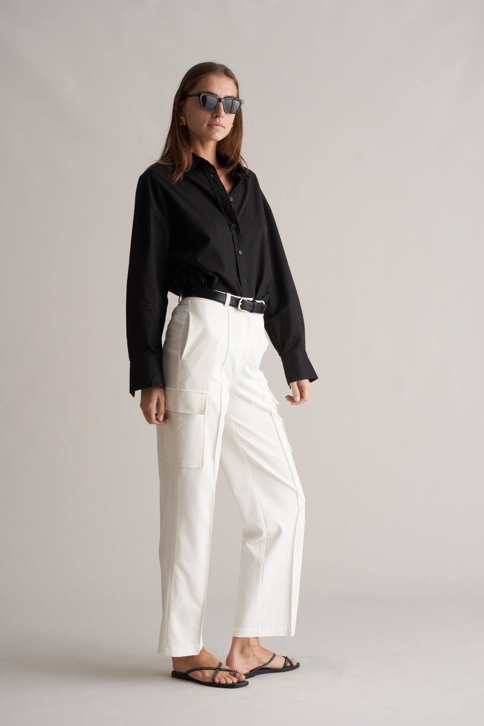 Fina Cargo Trousers Optic White