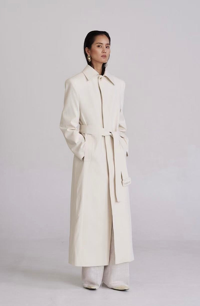 Belsi Single Trench Coat Ivory