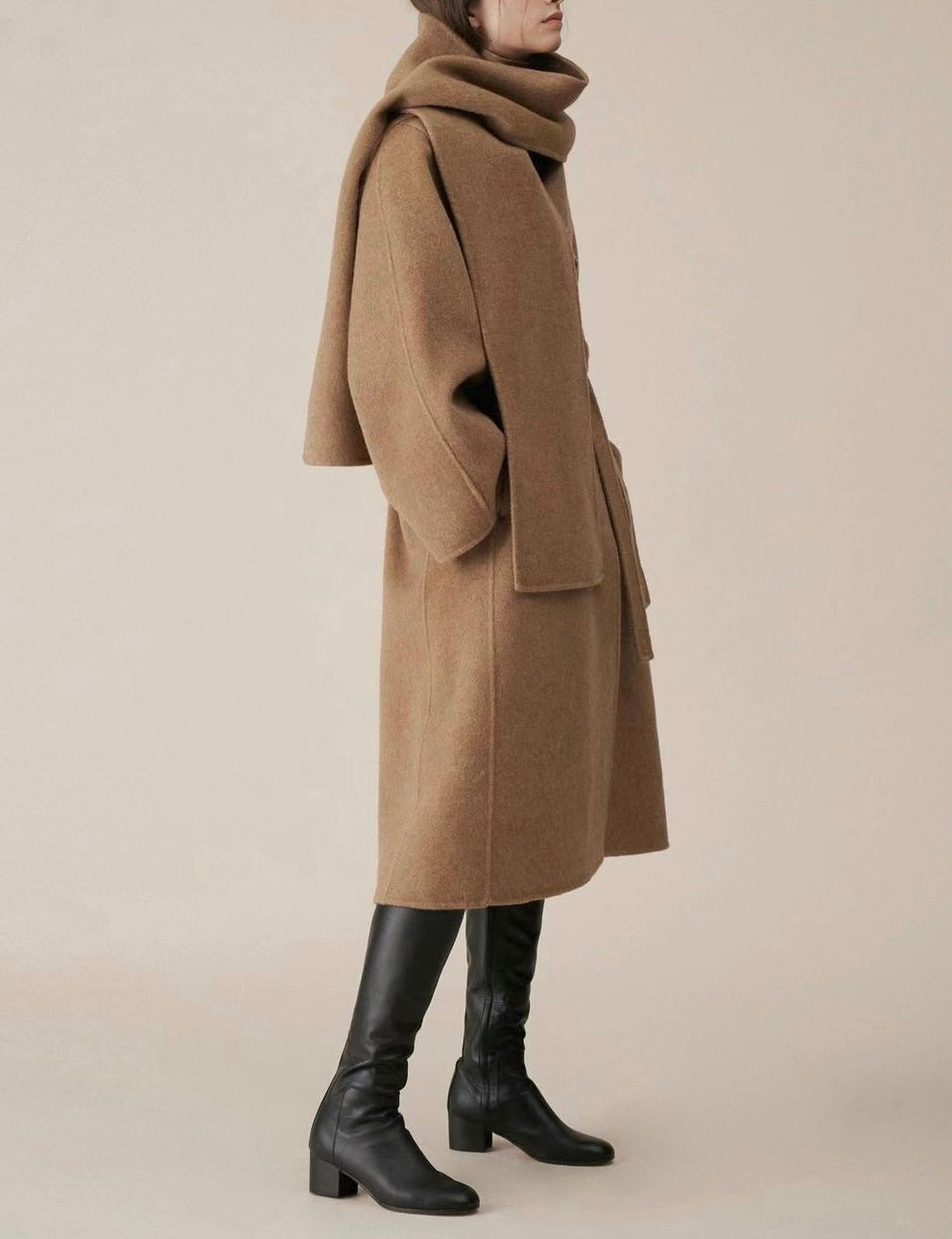 Maia Wool Coat With Scarf Camel