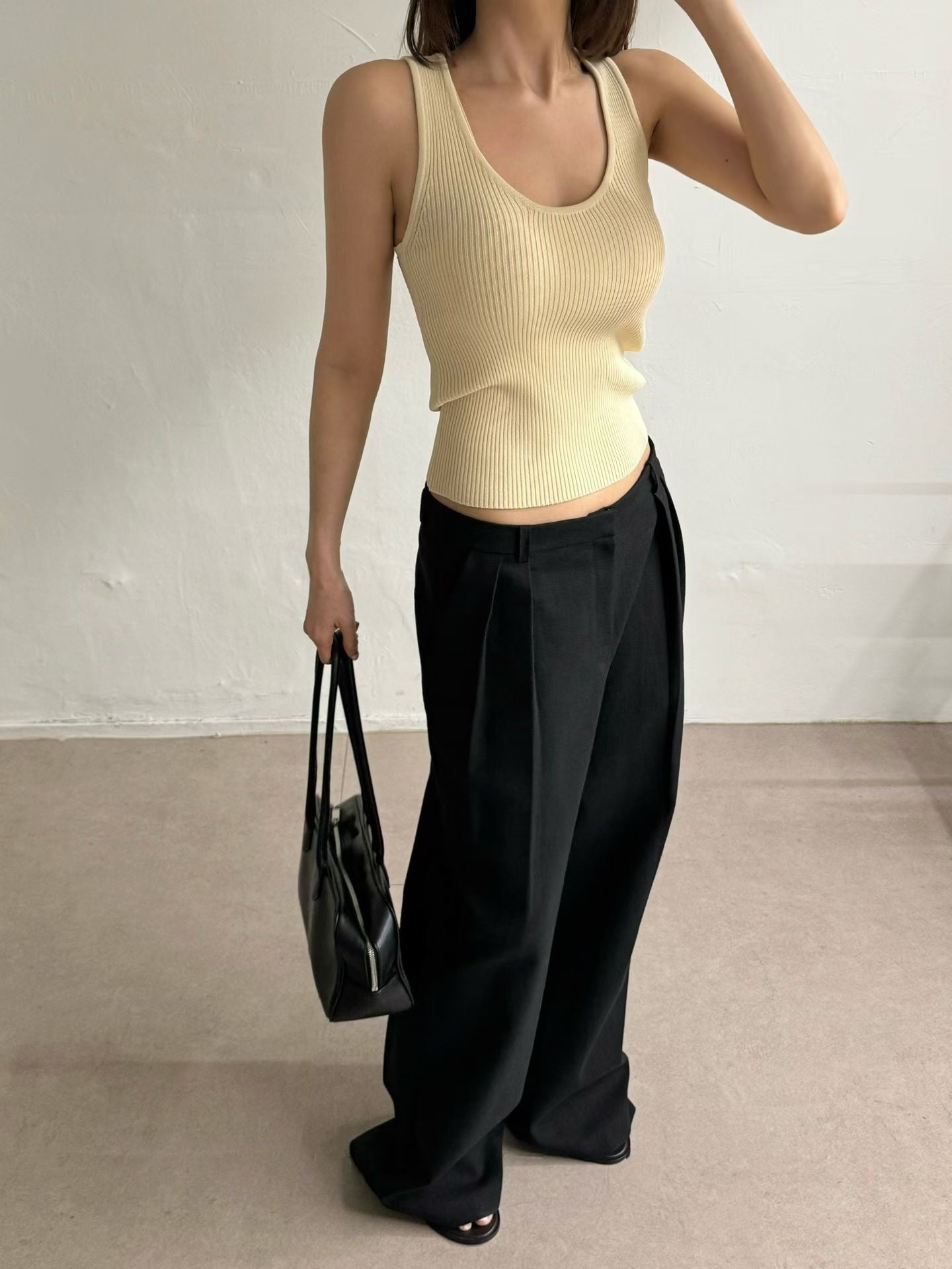 Meli Ribbed Knit Tank Butter