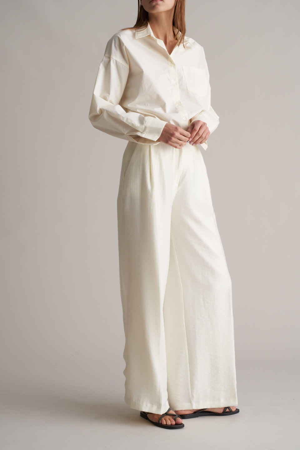 Azul Silky Wide Leg Pants Pearl