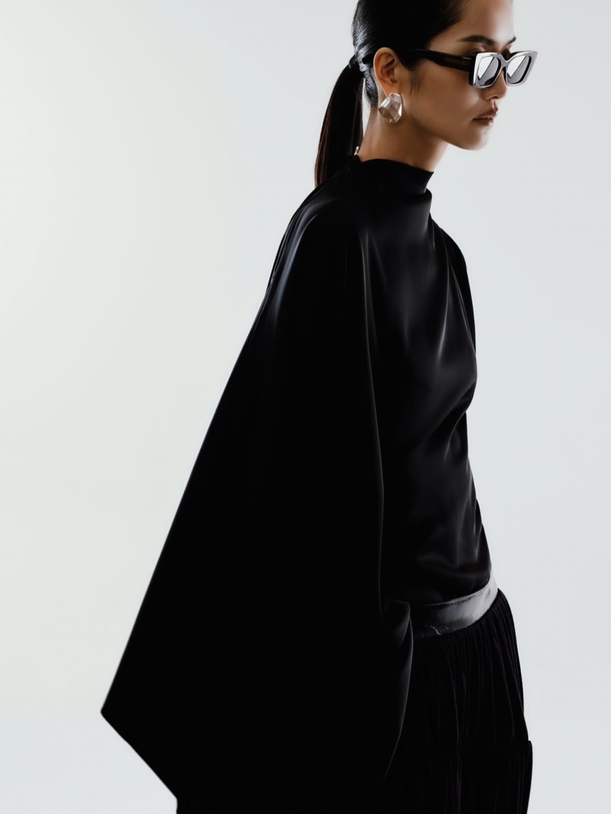 Ziva Asymmetrical Drape Top Onyx