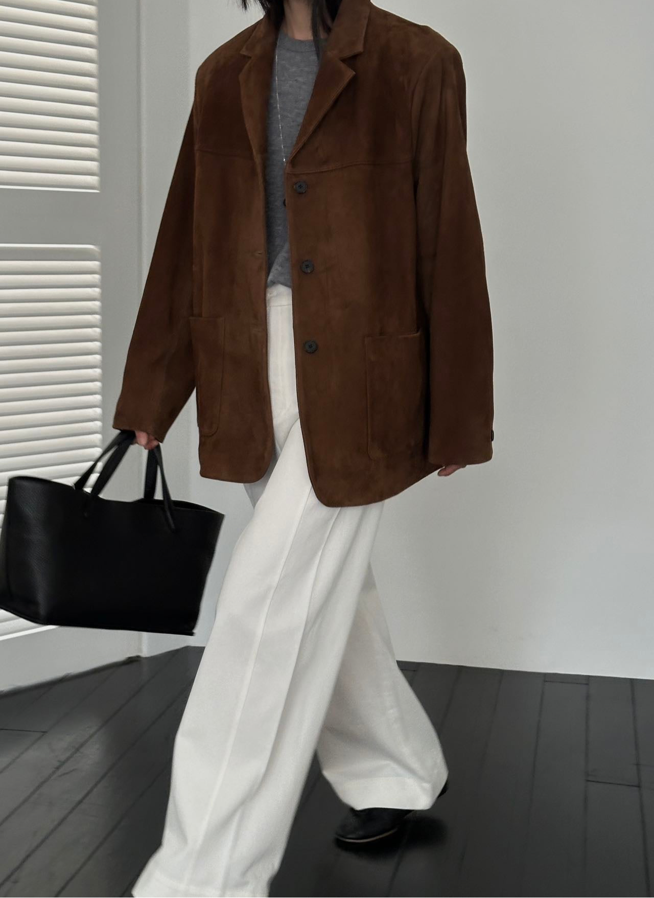 Lazero Suede Leather Jacket Coffee