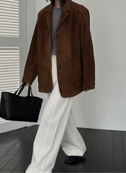 Lazero Suede Leather Jacket Coffee