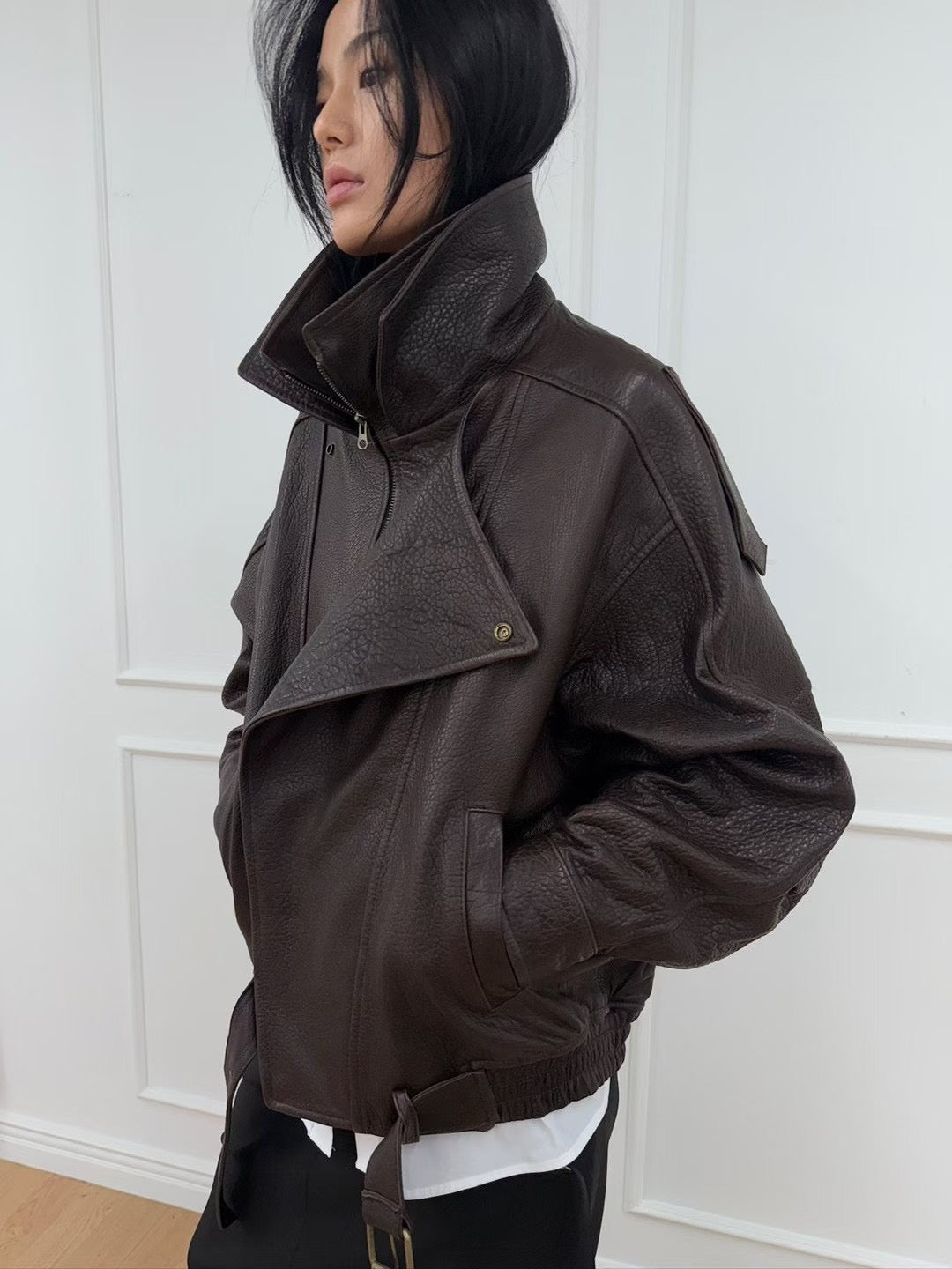 Byra Leather Jacket Brown