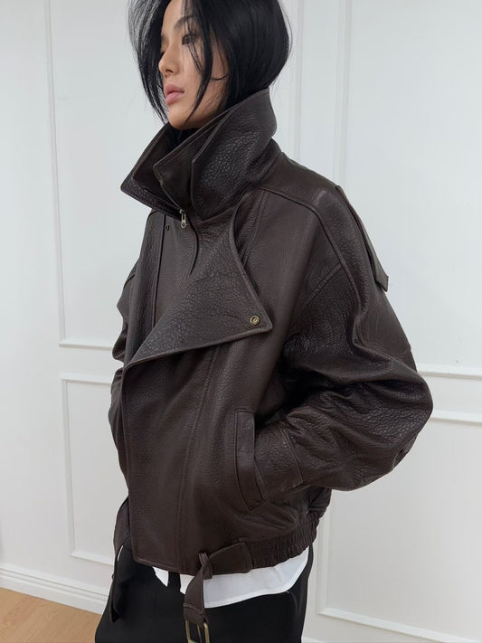 Byra Leather Jacket Brown