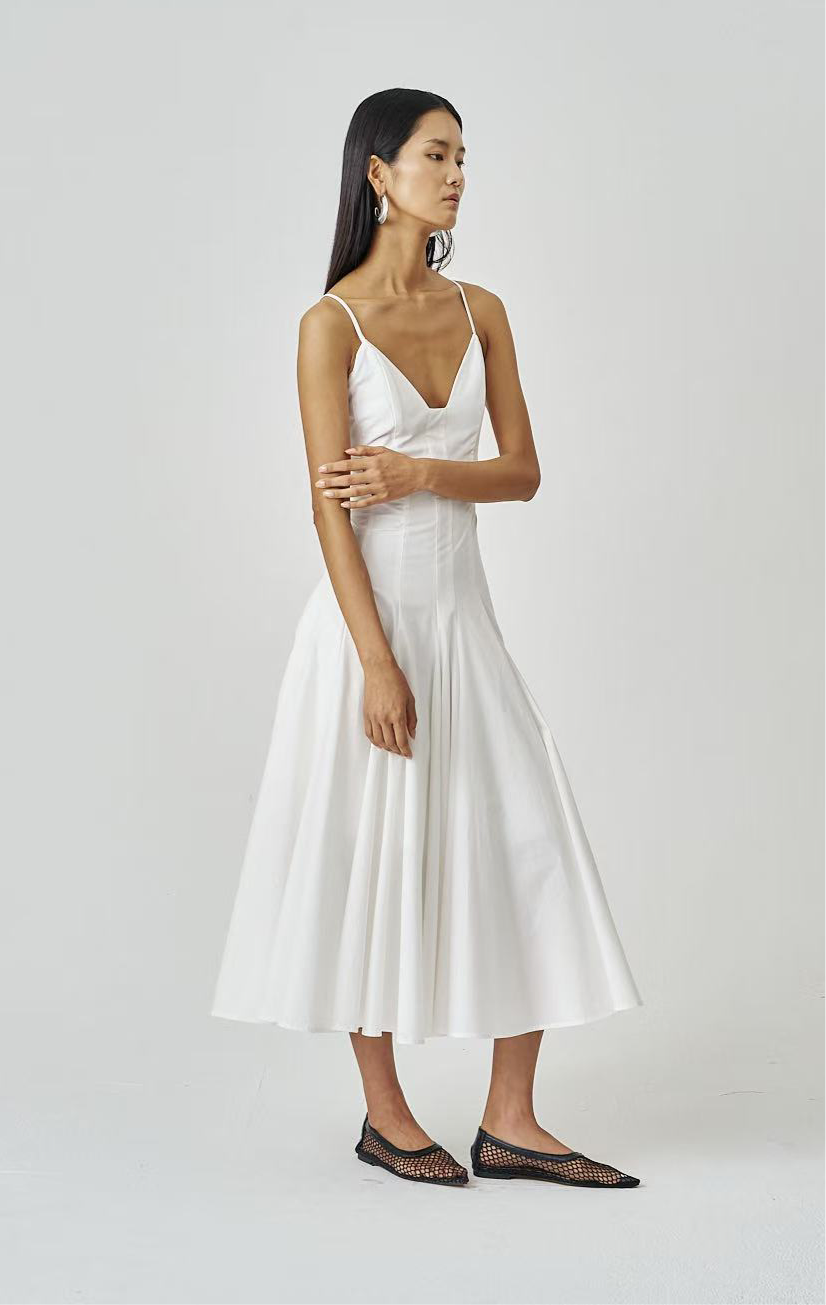 Selma Cotton Blend Dress Ivory
