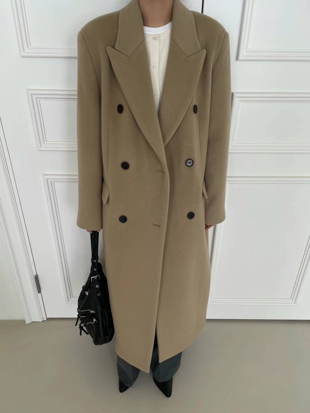 Banie Wool Boyfriend Coat Dune