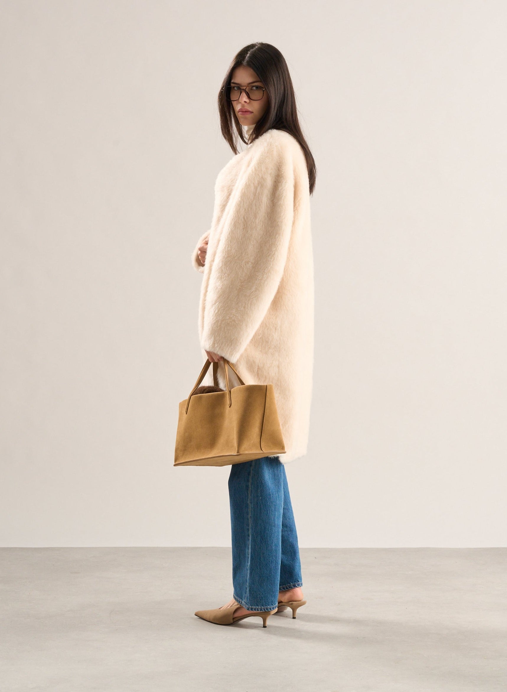 Nora Brushed Wool Coat Snow