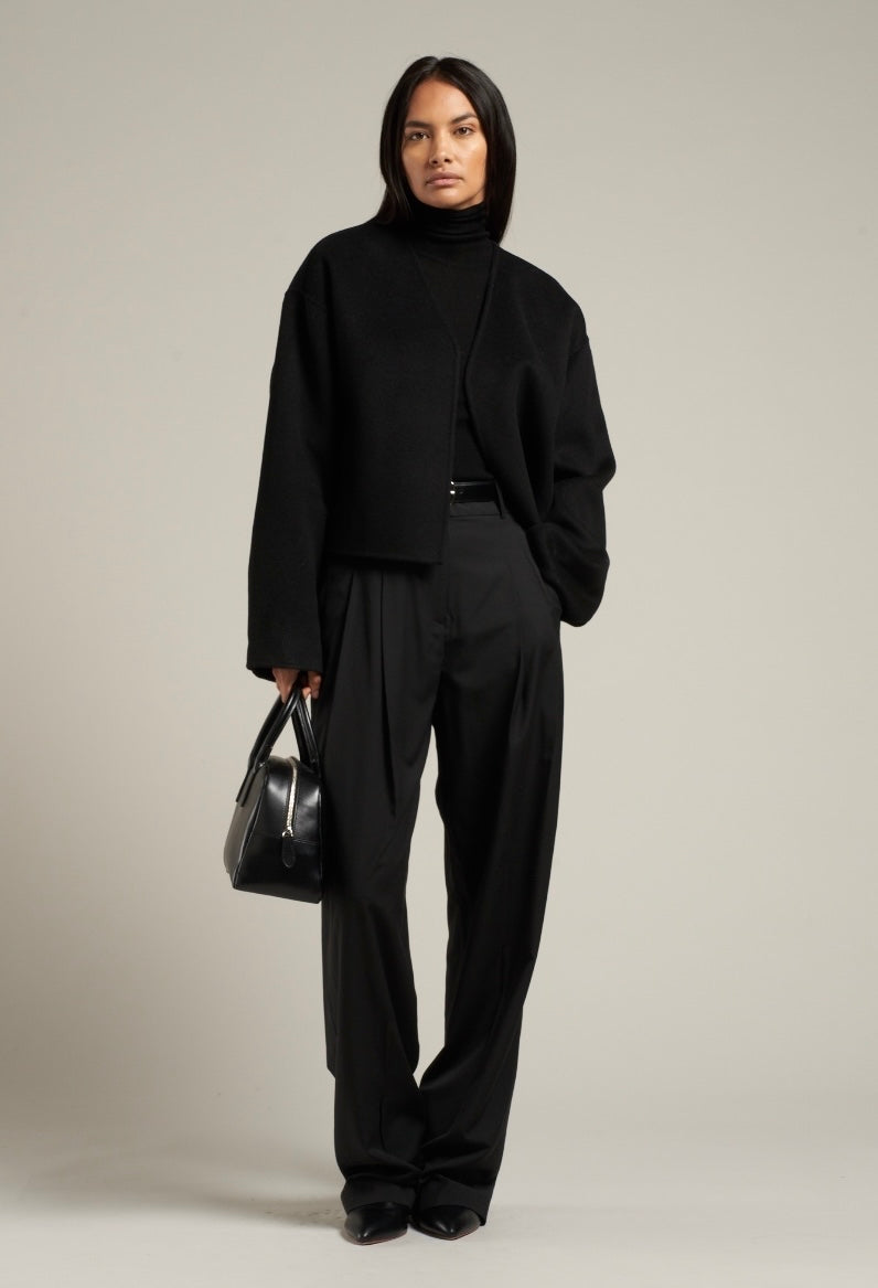 Lana Cropped Wool Jacket Black