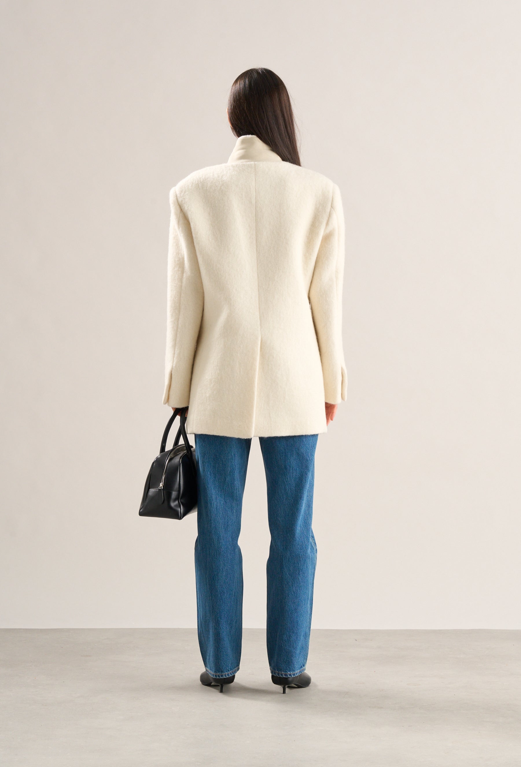 Marlo Belted Brushed Wool Blazer Chantilly