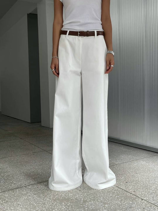 Dagni Floor Puddling Trousers White