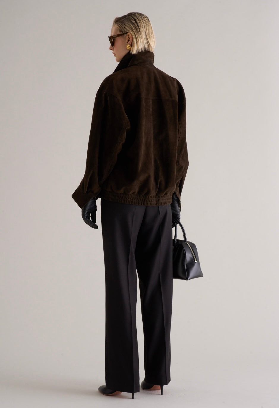 Loye Suede Bomber Jacket Espresso