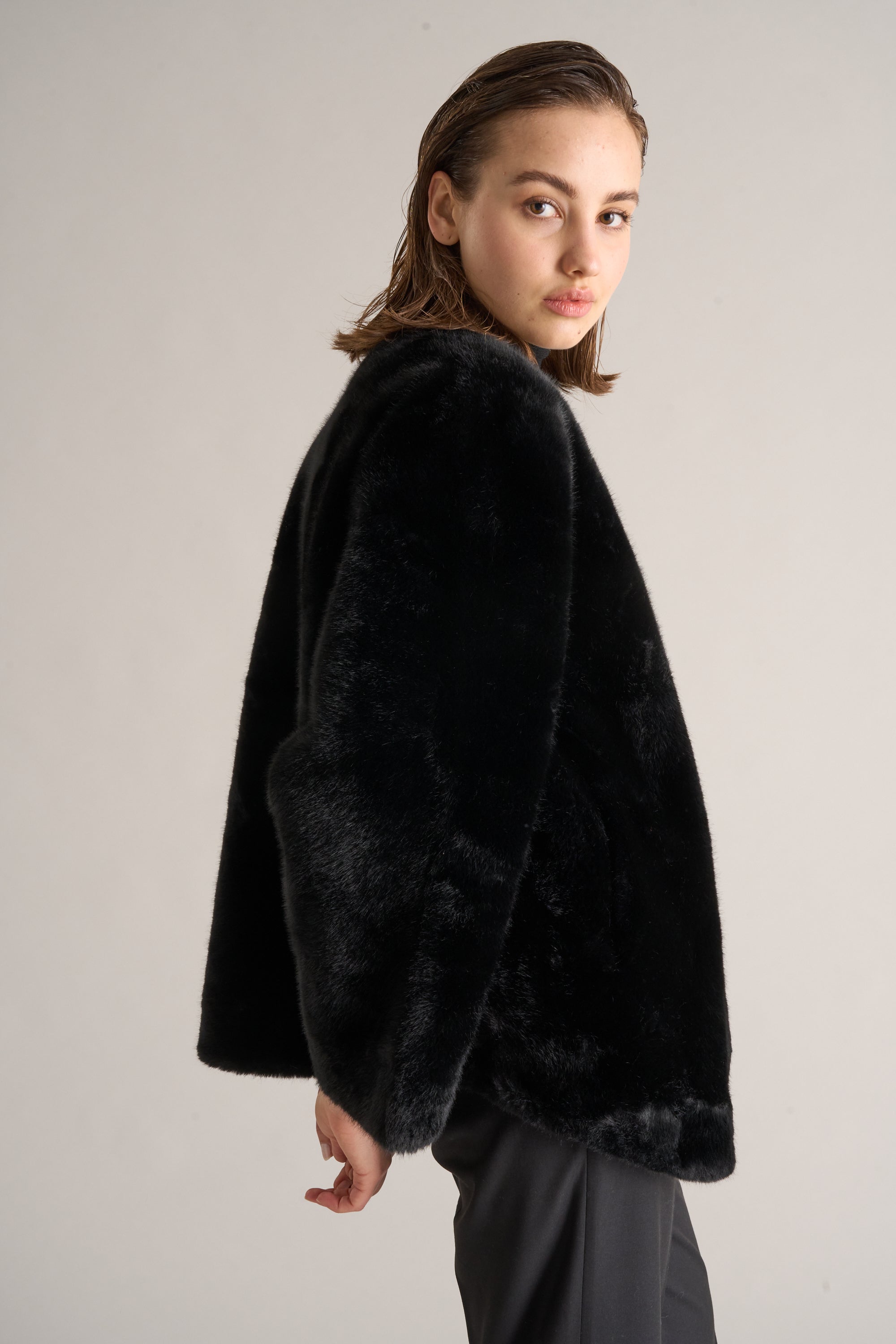 Dera Faux Fur Jacket Black