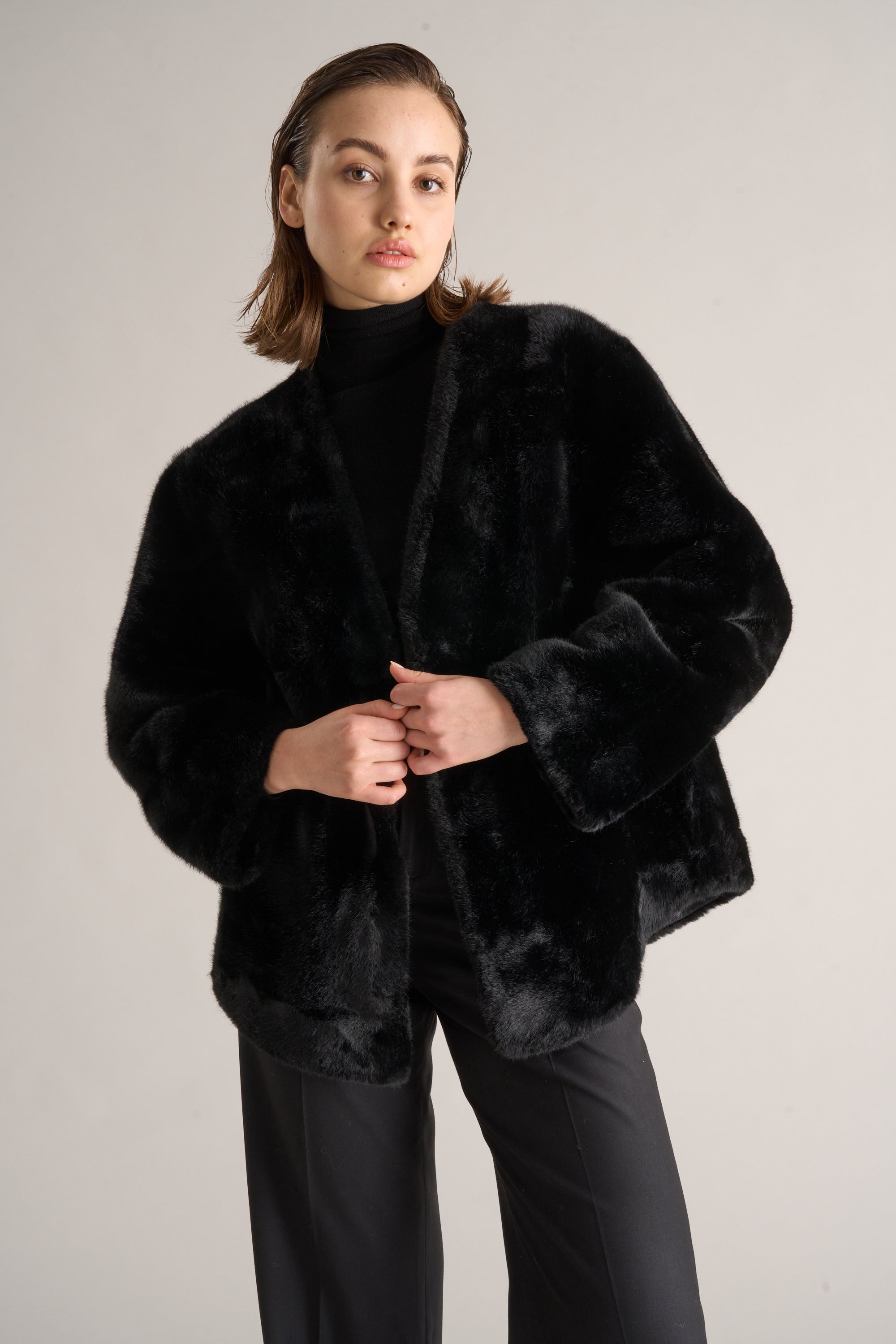 Dera Faux Fur Jacket Black