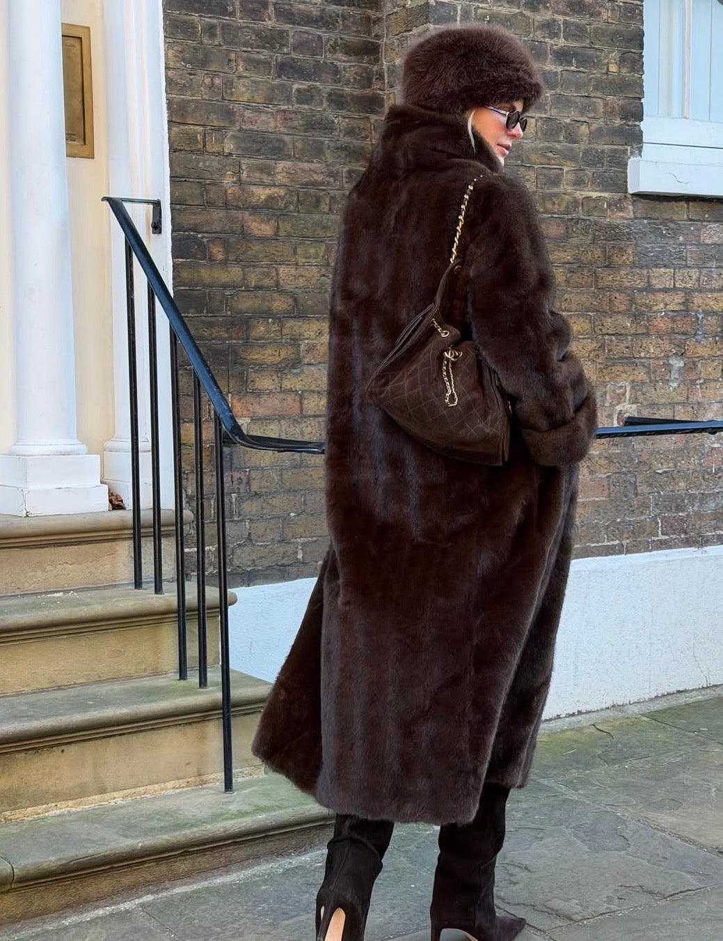 Cloe Faux Fur Coat Walnut
