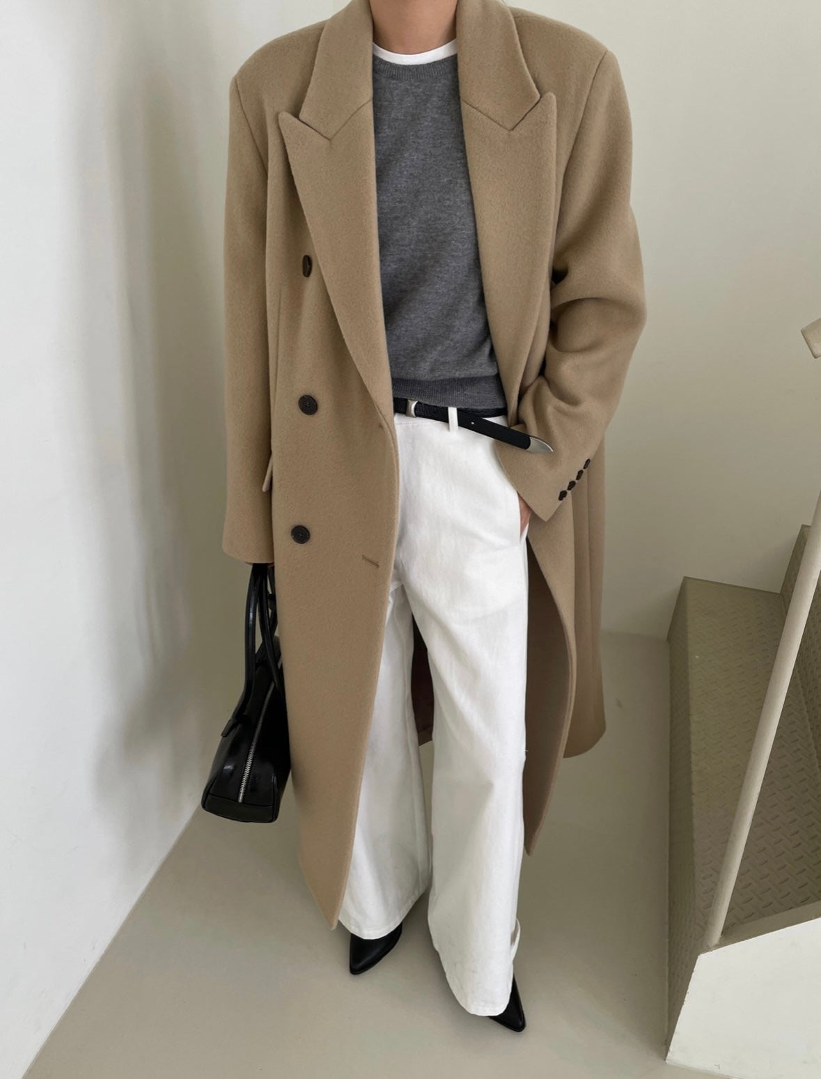 Banie Wool Boyfriend Coat Dune