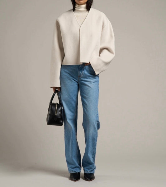 Lana Cropped Wool Jacket Bone