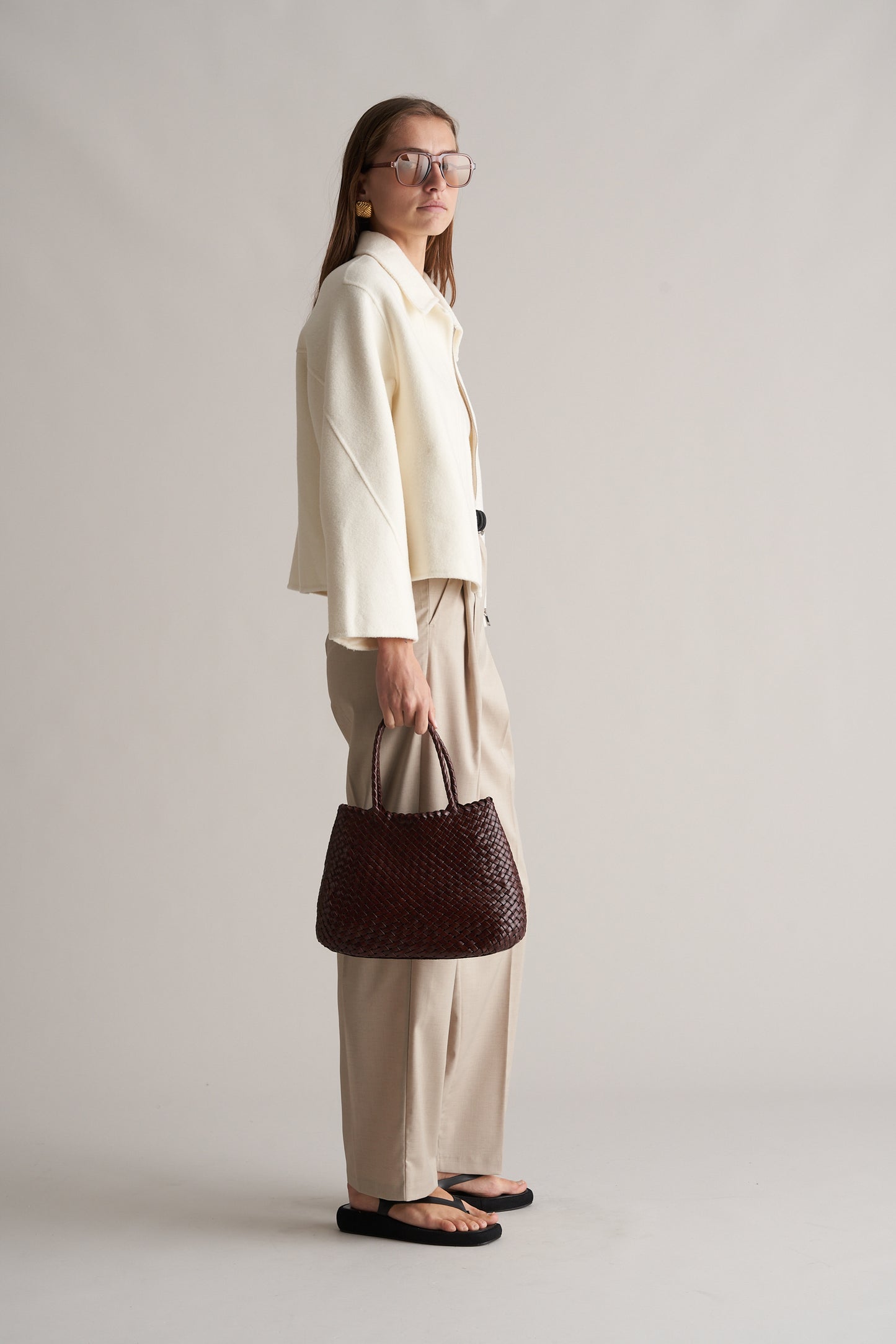 Cari Wool Collared Bomber Ivory