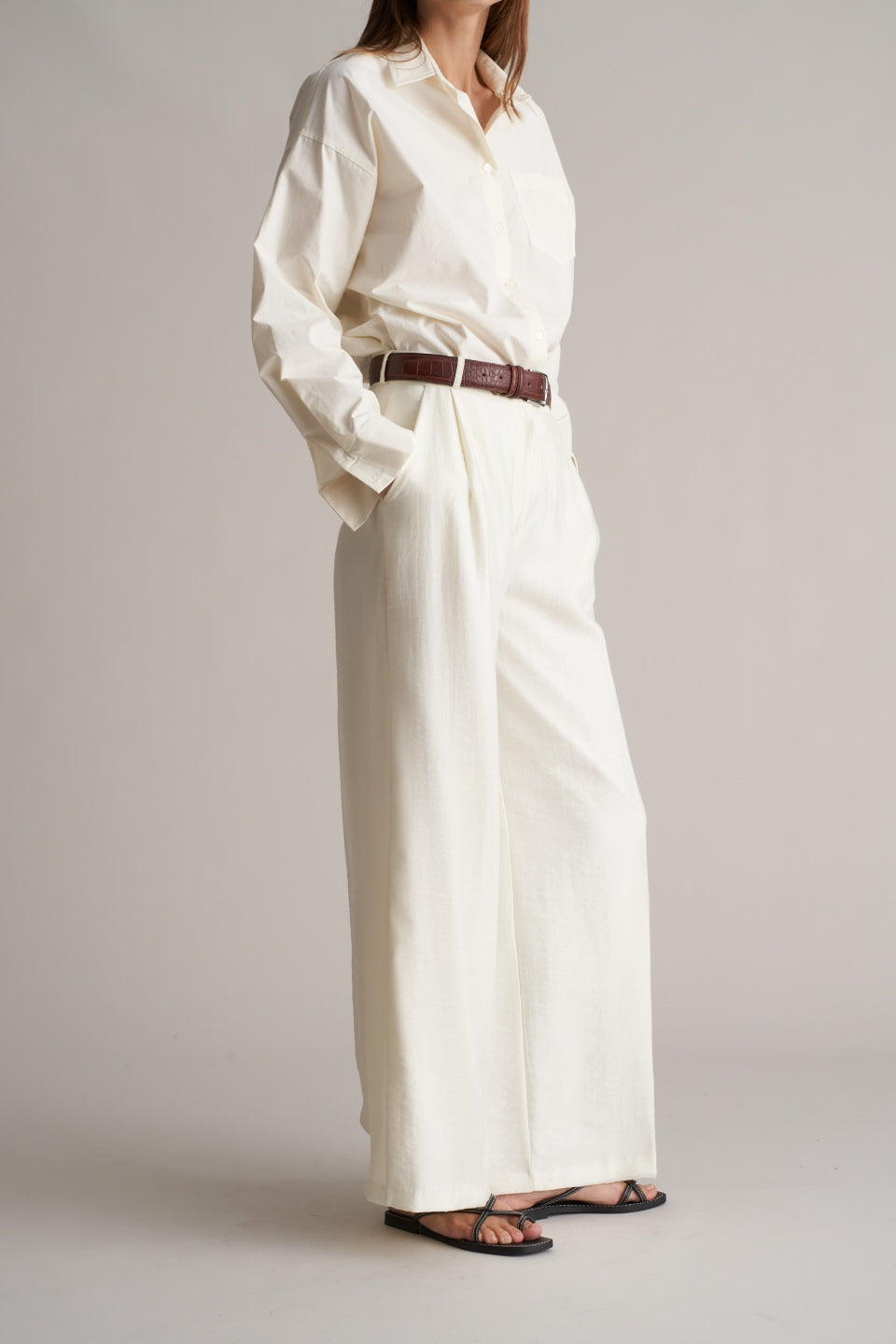Azul Silky Wide Leg Pants Pearl