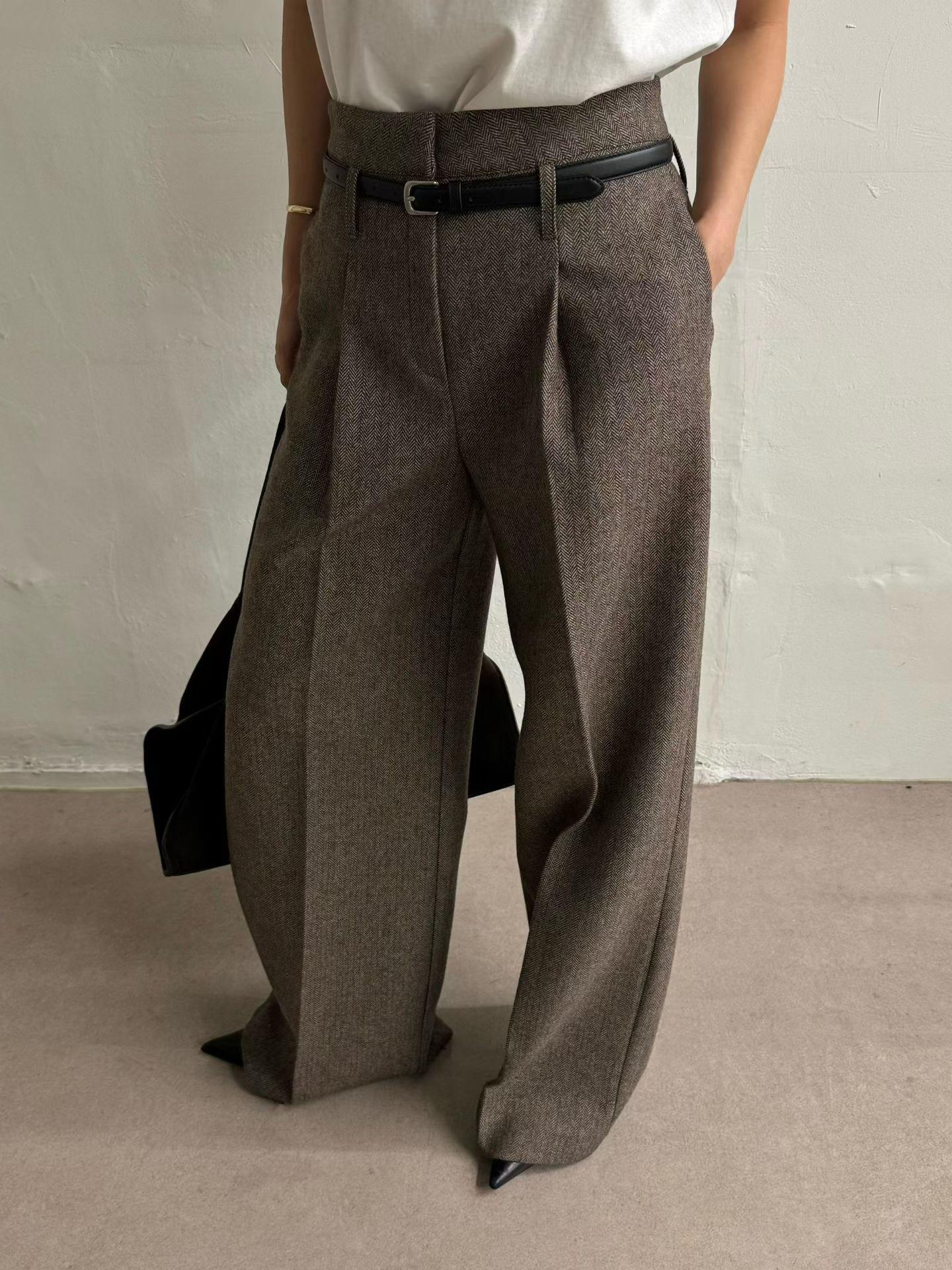 Karva Herringbone Trousers Chocolate