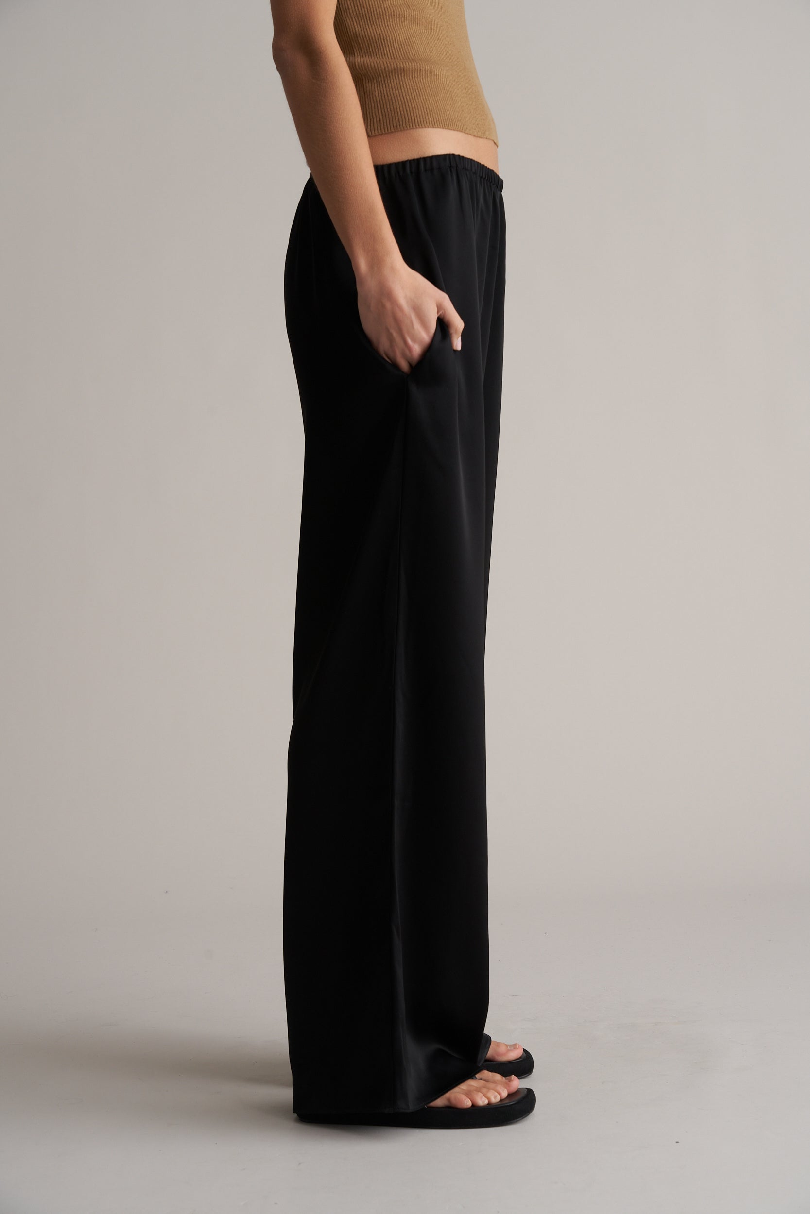 Zax Silky Wide Leg Pants Onyx