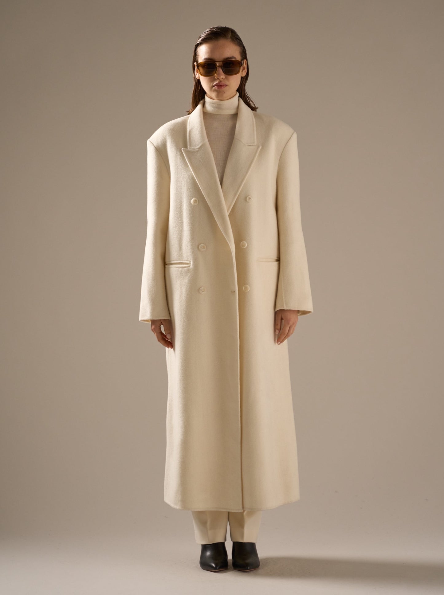 Claye Doublé Boyfriend Coat Ivory