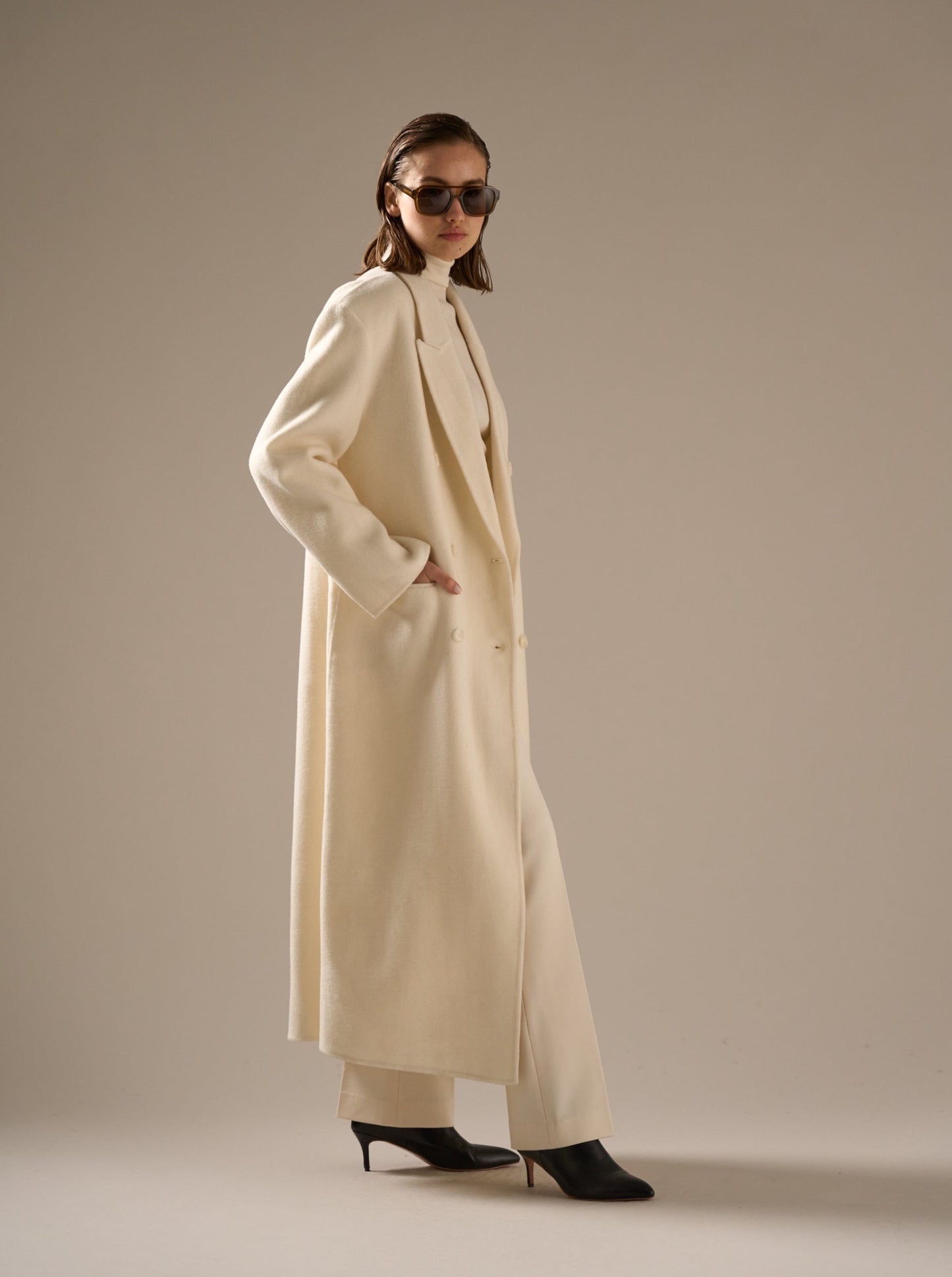 Claye Doublé Boyfriend Coat Ivory