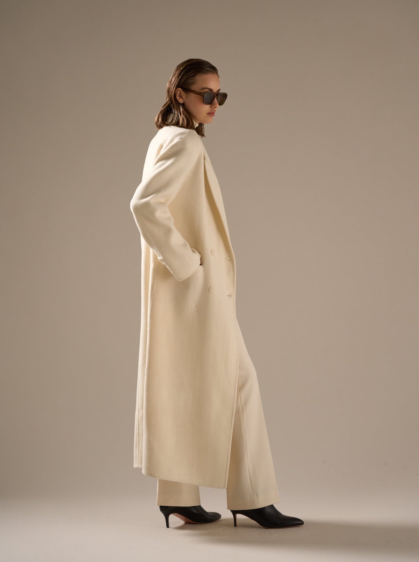 Claye Doublé Boyfriend Coat Ivory